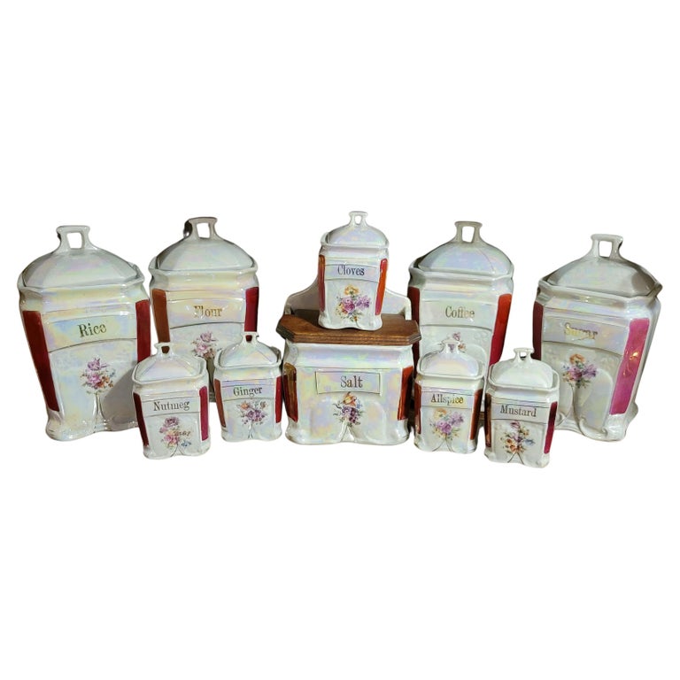 Kromex Pink Spice jars w/Rack, Super Rare, Vintage Mid Century