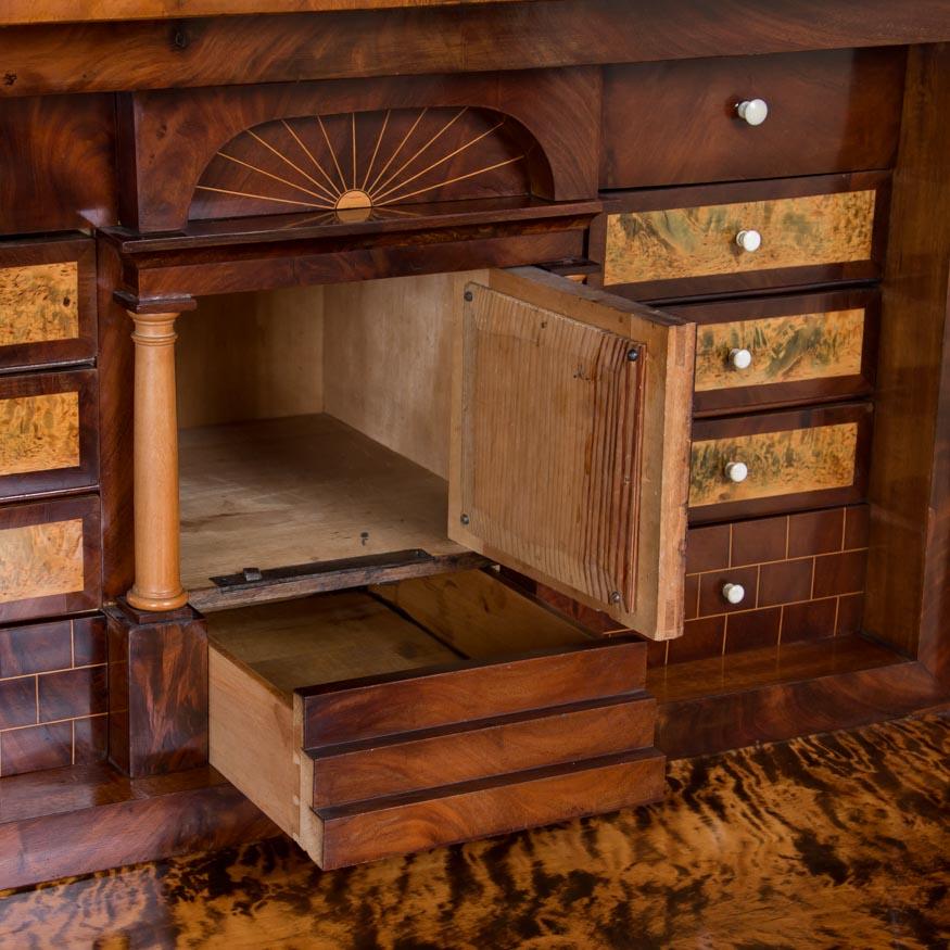 Antique German Mahogany Biedermeier Secretary Desk For Sale 1