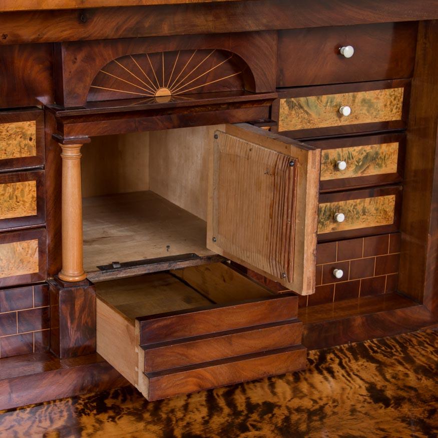 Antique German Mahogany Biedermeier Secretary Desk 1