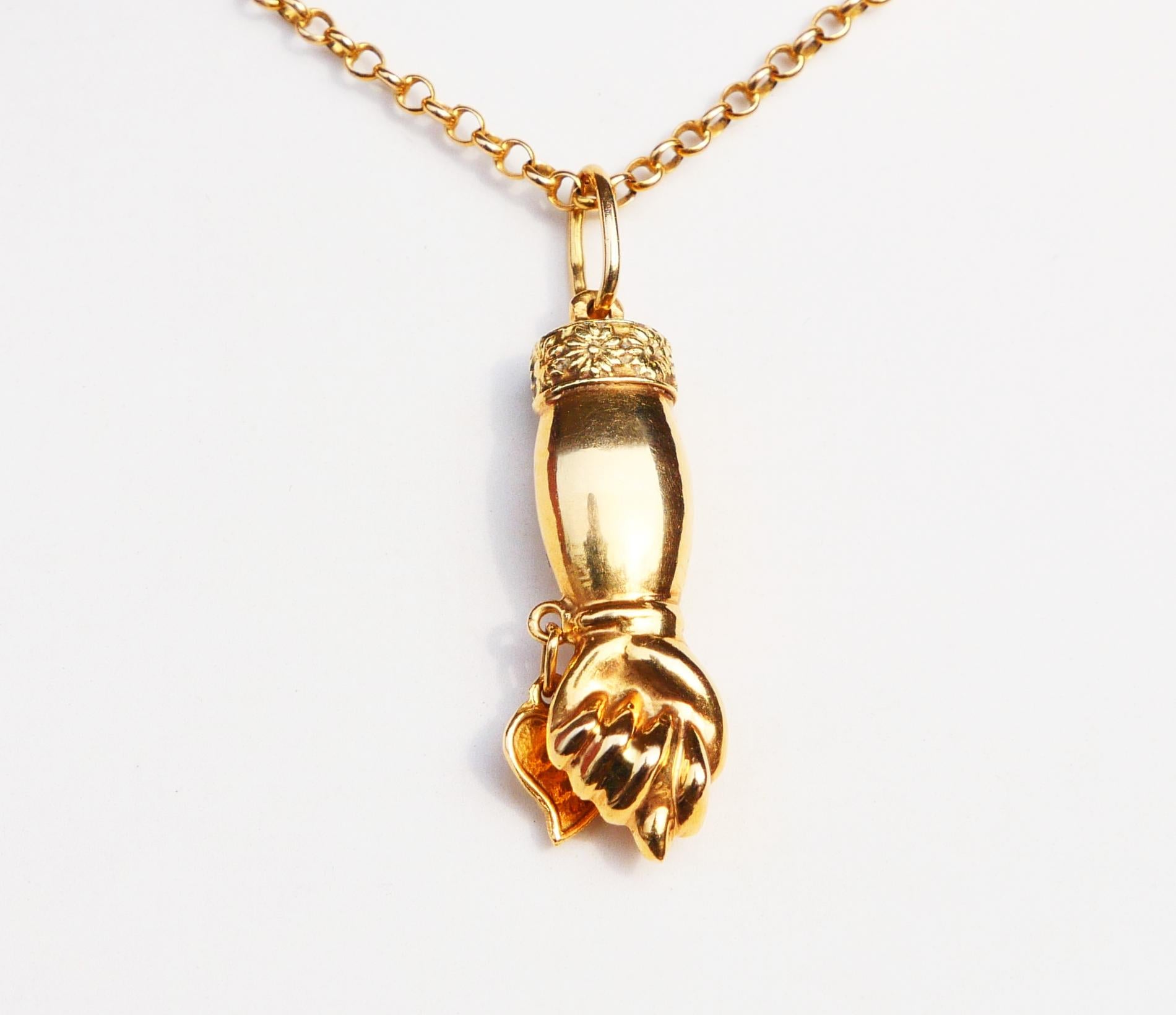 Femenino o masculino Antiguo Colgante Alemán Mano Fico macizo 18K / 2,66 gr en venta