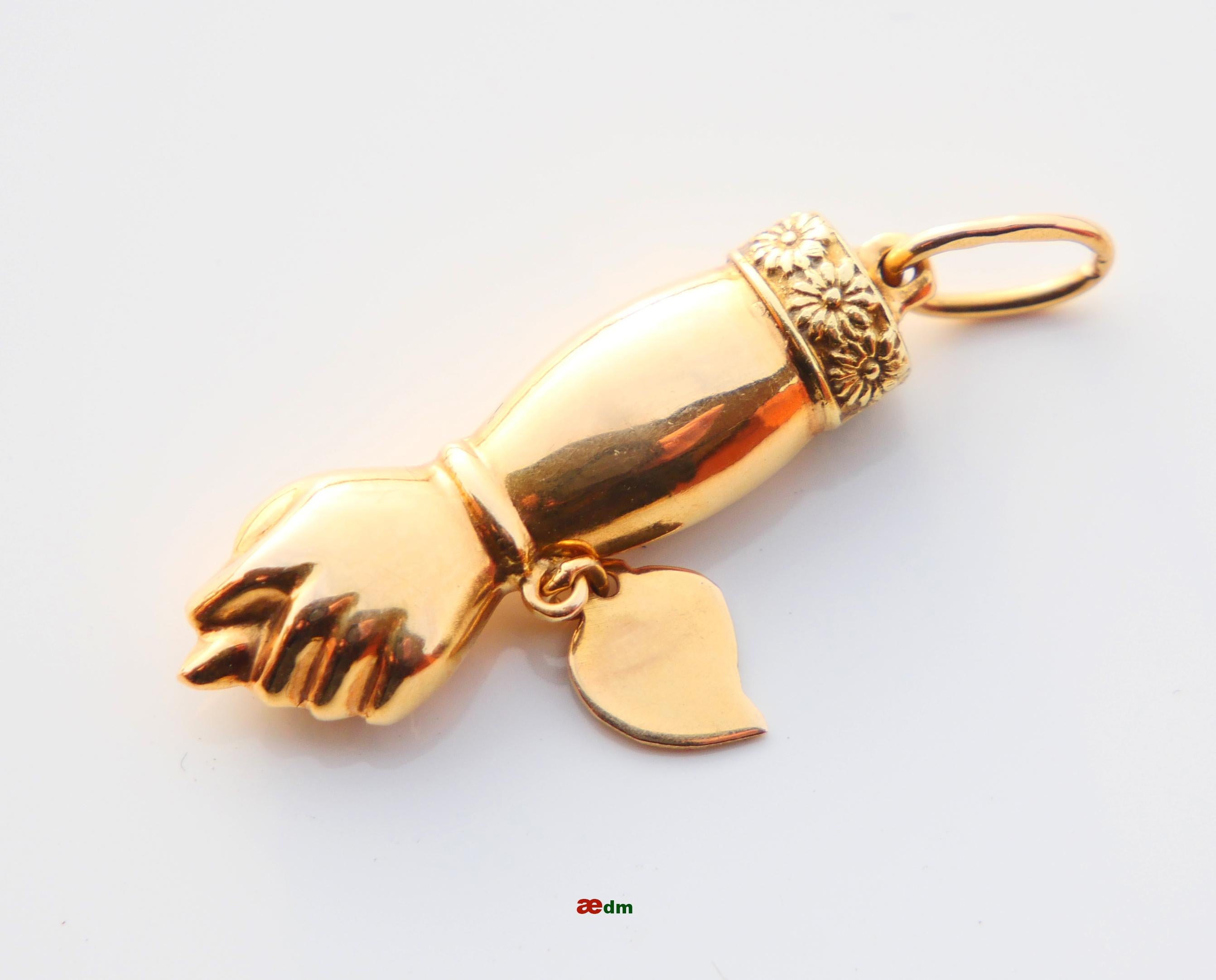 Antiguo Colgante Alemán Mano Fico macizo 18K / 2,66 gr en venta 2
