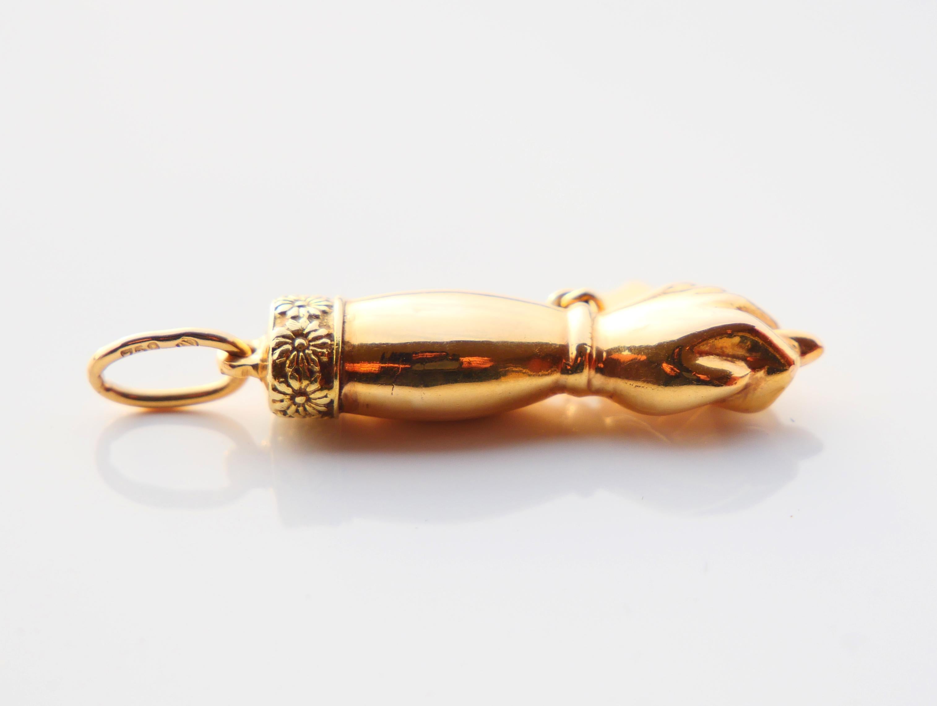 Antiguo Colgante Alemán Mano Fico macizo 18K / 2,66 gr en venta 3