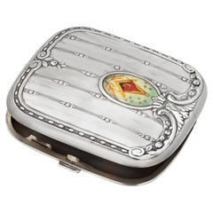 Antique German Masonic Enamel Silver Cigarette Case Early 20th Century