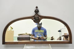 German Medieval over Mantel Mirror with Carved Medieval Monk Face to Crest