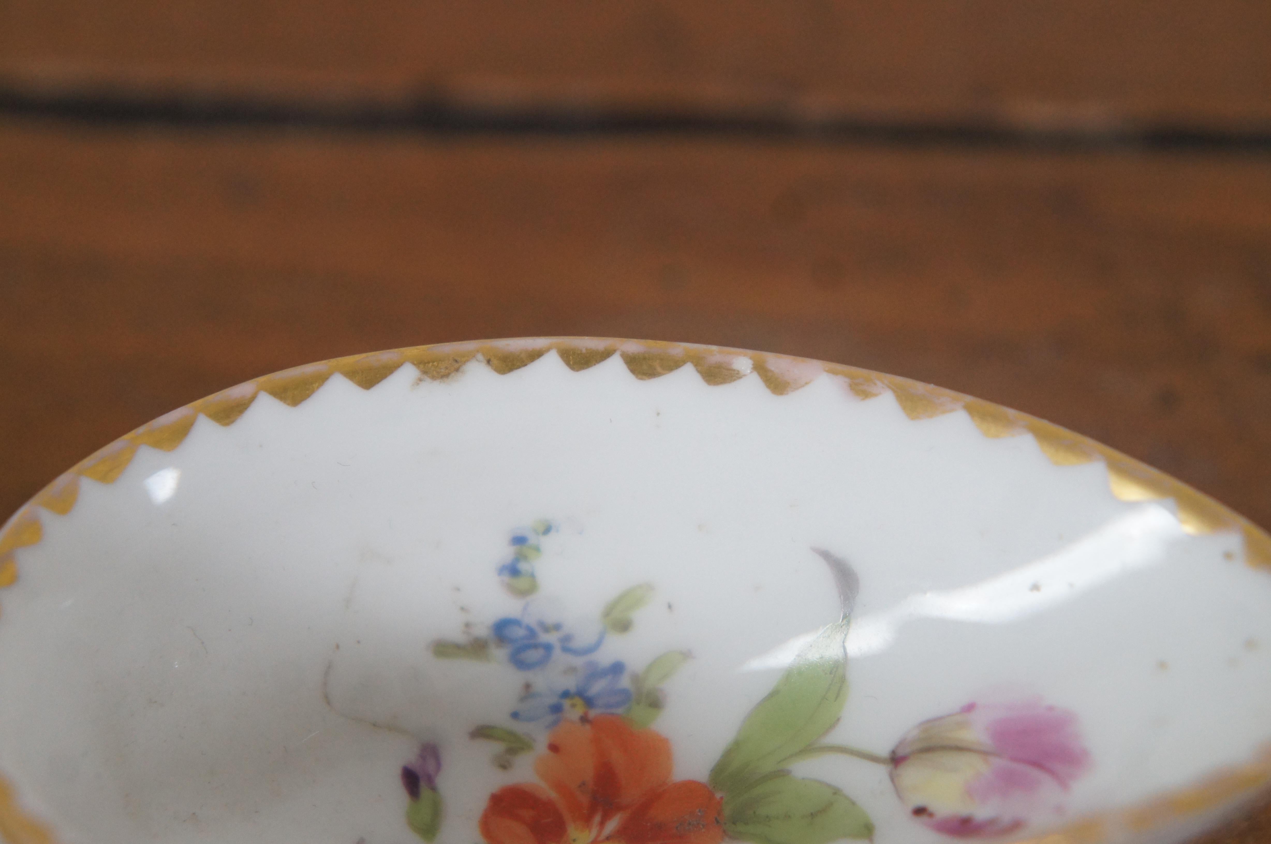 Antique German Meissen Dresden Sprays Porcelain Floral Serving Spoon 8.5