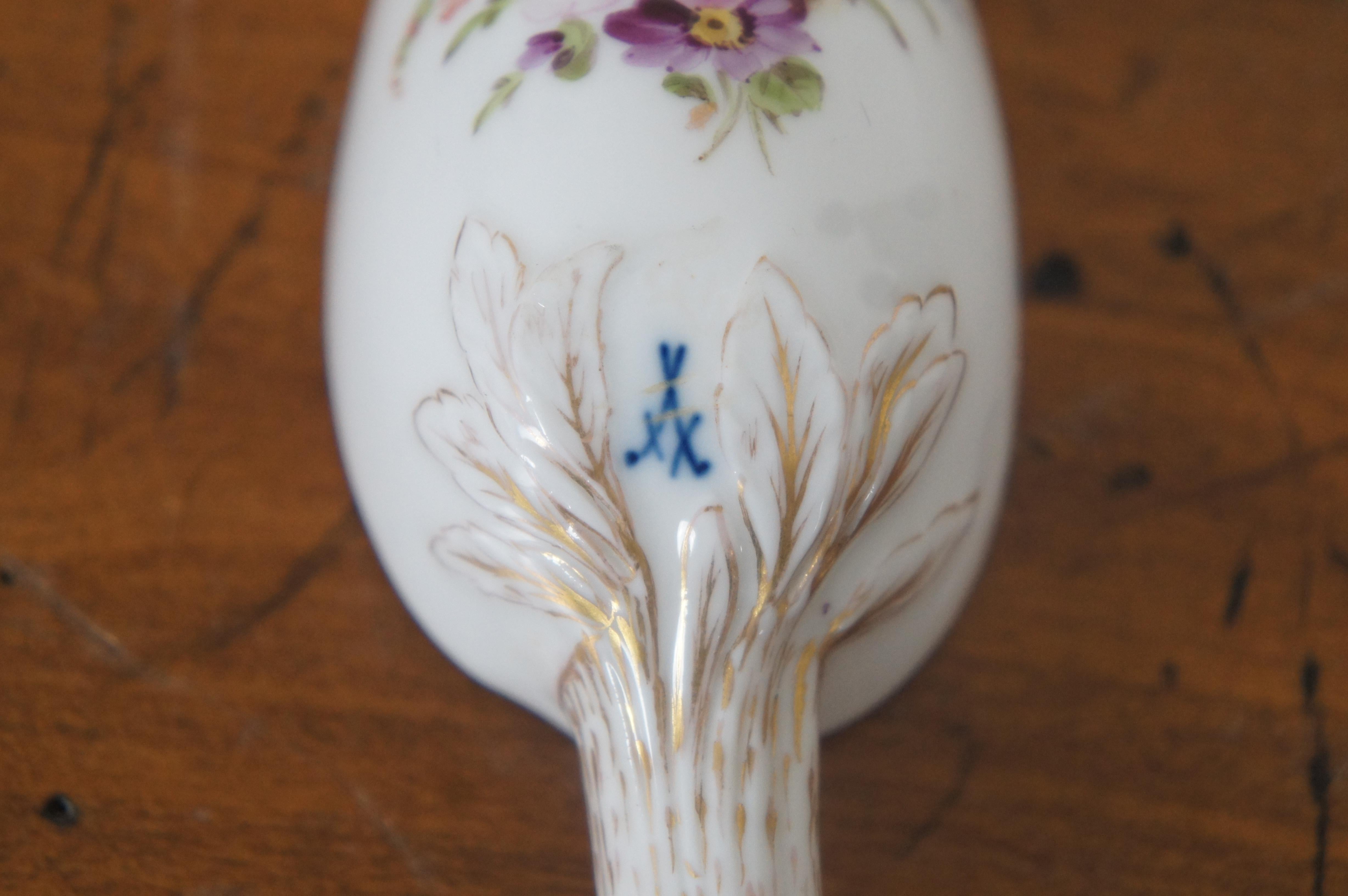 Porcelaine Antiquités allemandes Meissen Dresden Porcelain Floral Serving Spoon 8.5