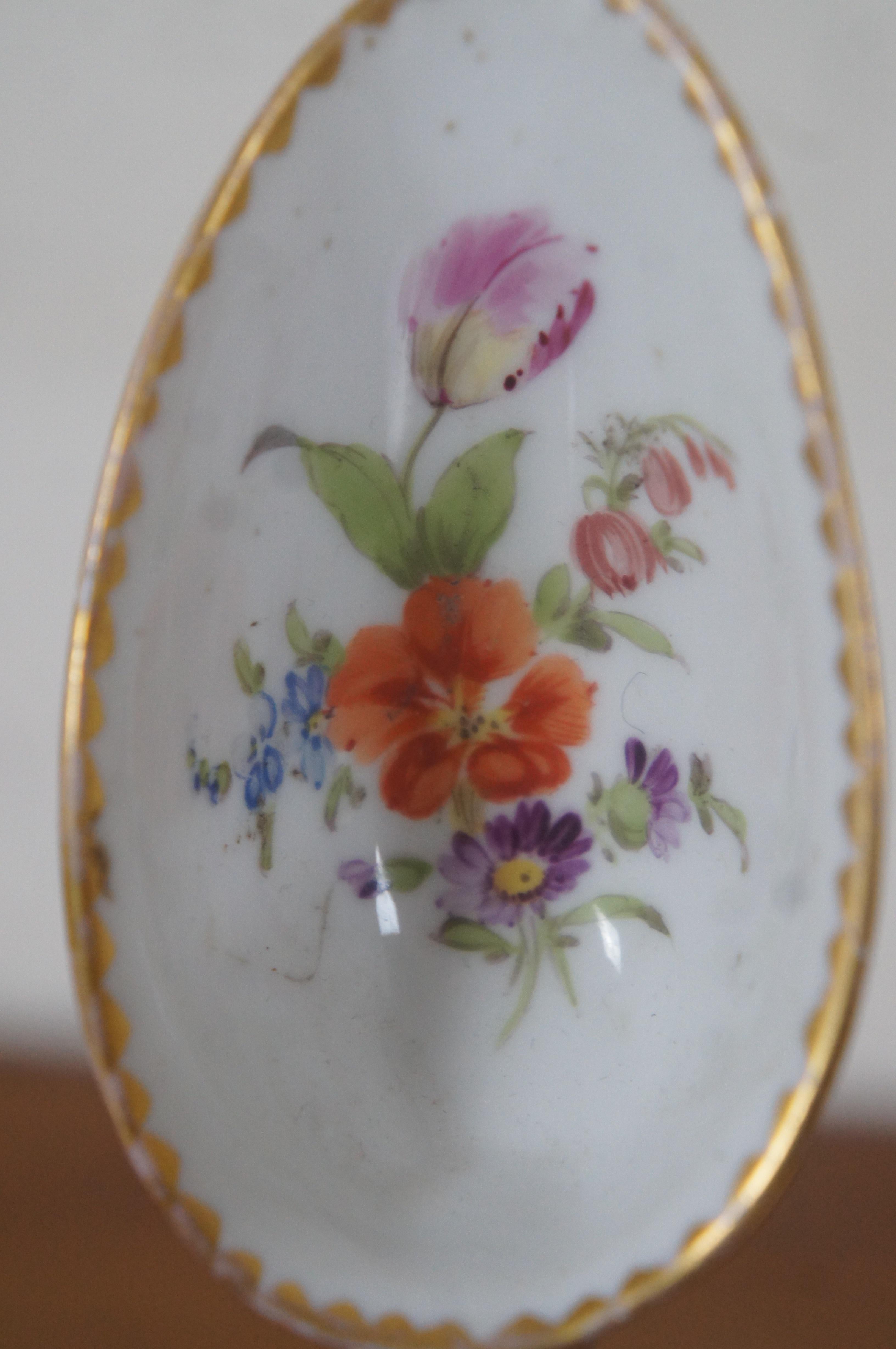 Antiquités allemandes Meissen Dresden Porcelain Floral Serving Spoon 8.5