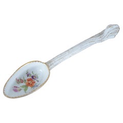 Antiquités allemandes Meissen Dresden Porcelain Floral Serving Spoon 8.5" (cuillère à servir)