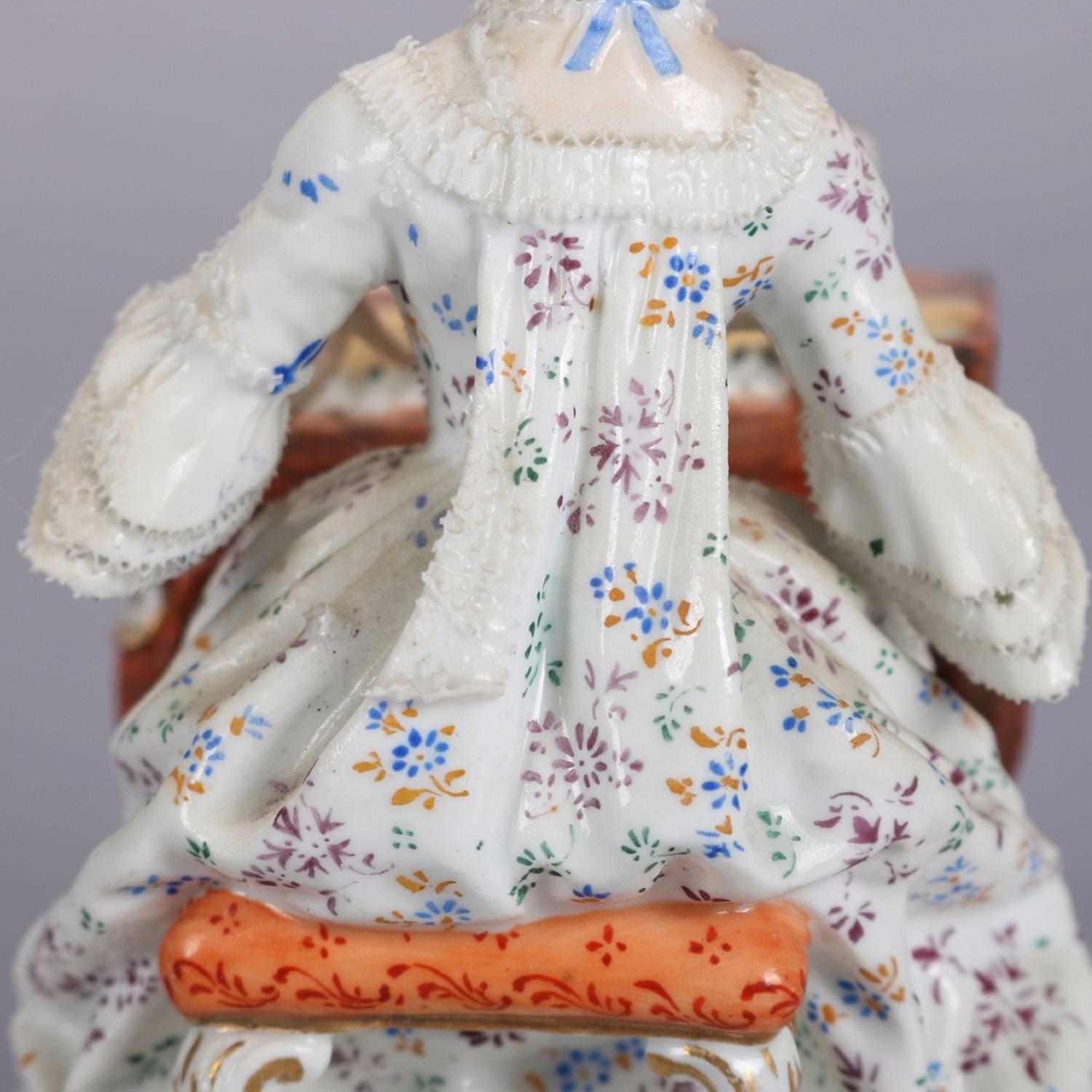 Antique German Meissen Figural Hand-Painted & Gilt Porcelain Pianist, circa 1880 7