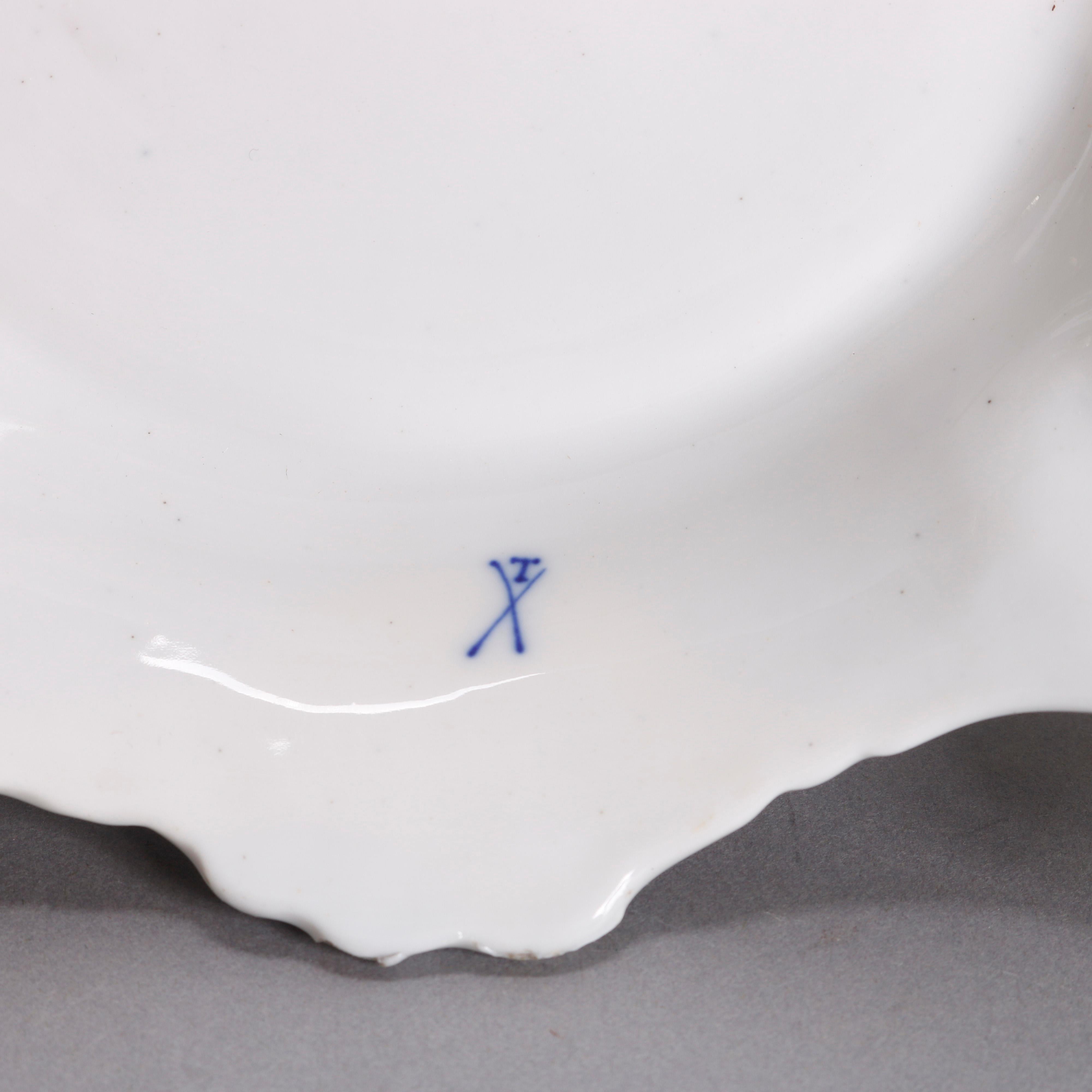 19th Century Antique German Meissen Floral and Figural Porcelain Urn & Pedestal, circa 1890