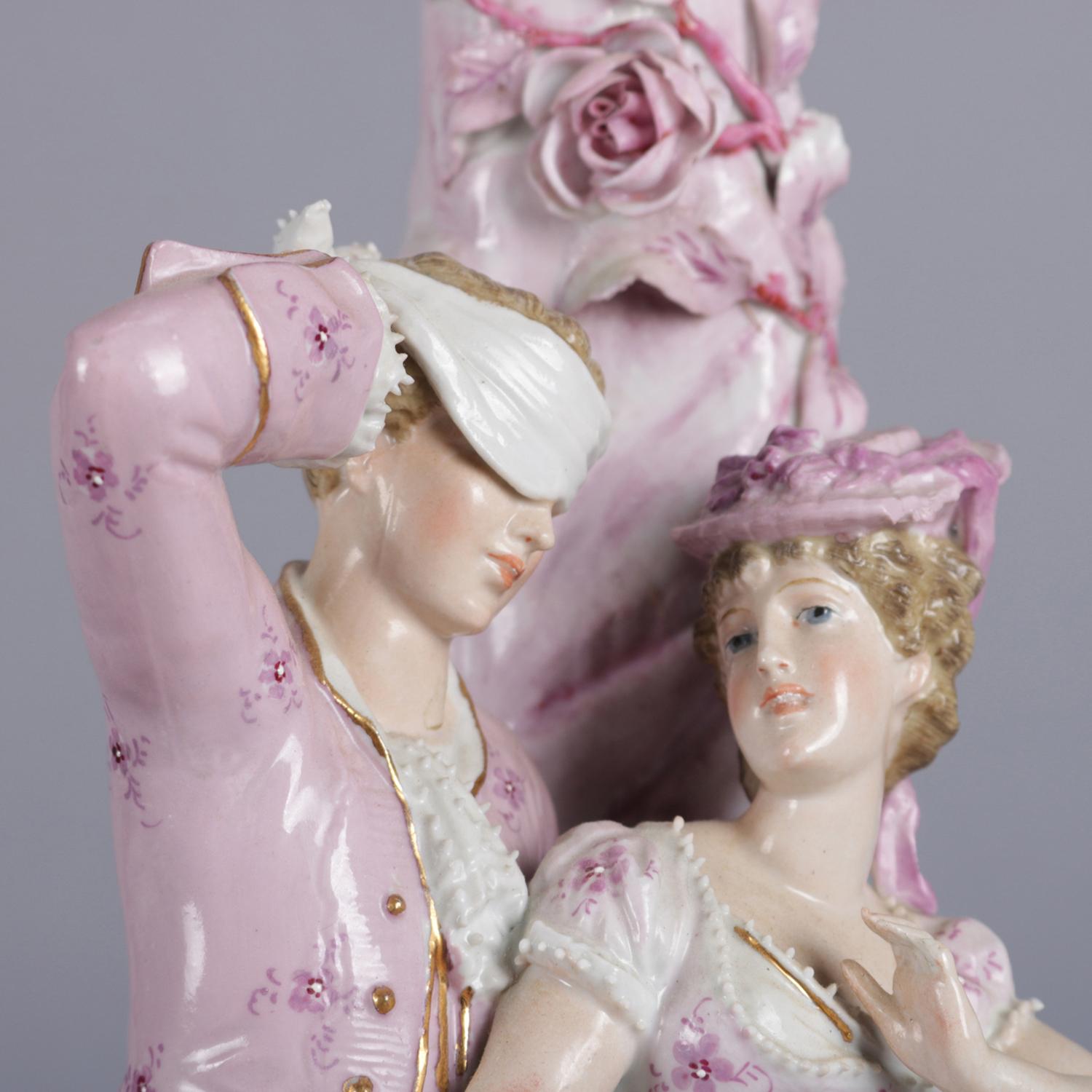 Antique German Meissen Hand-Painted and Gilt Figural Porcelain Candlestick 4