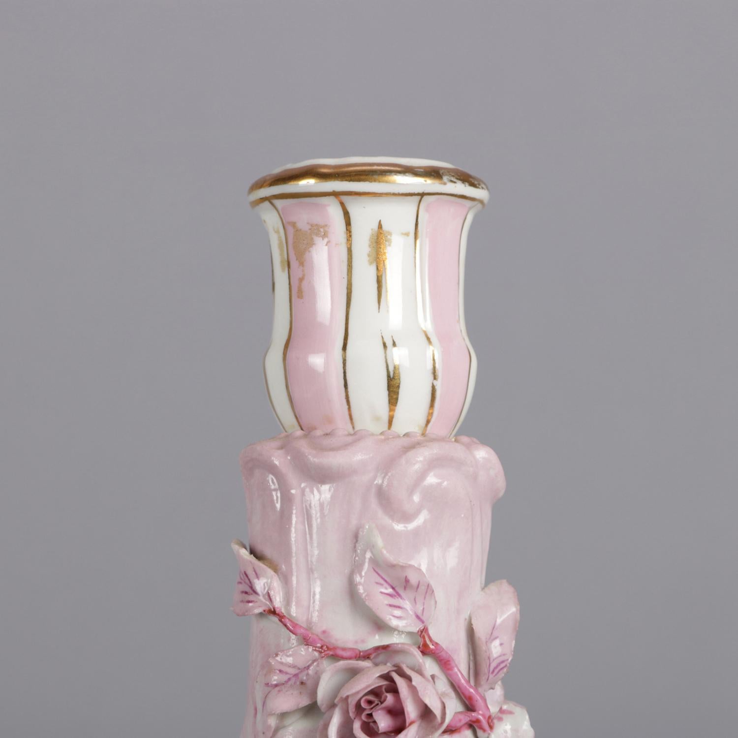 Antique German Meissen Hand-Painted and Gilt Figural Porcelain Candlestick 5