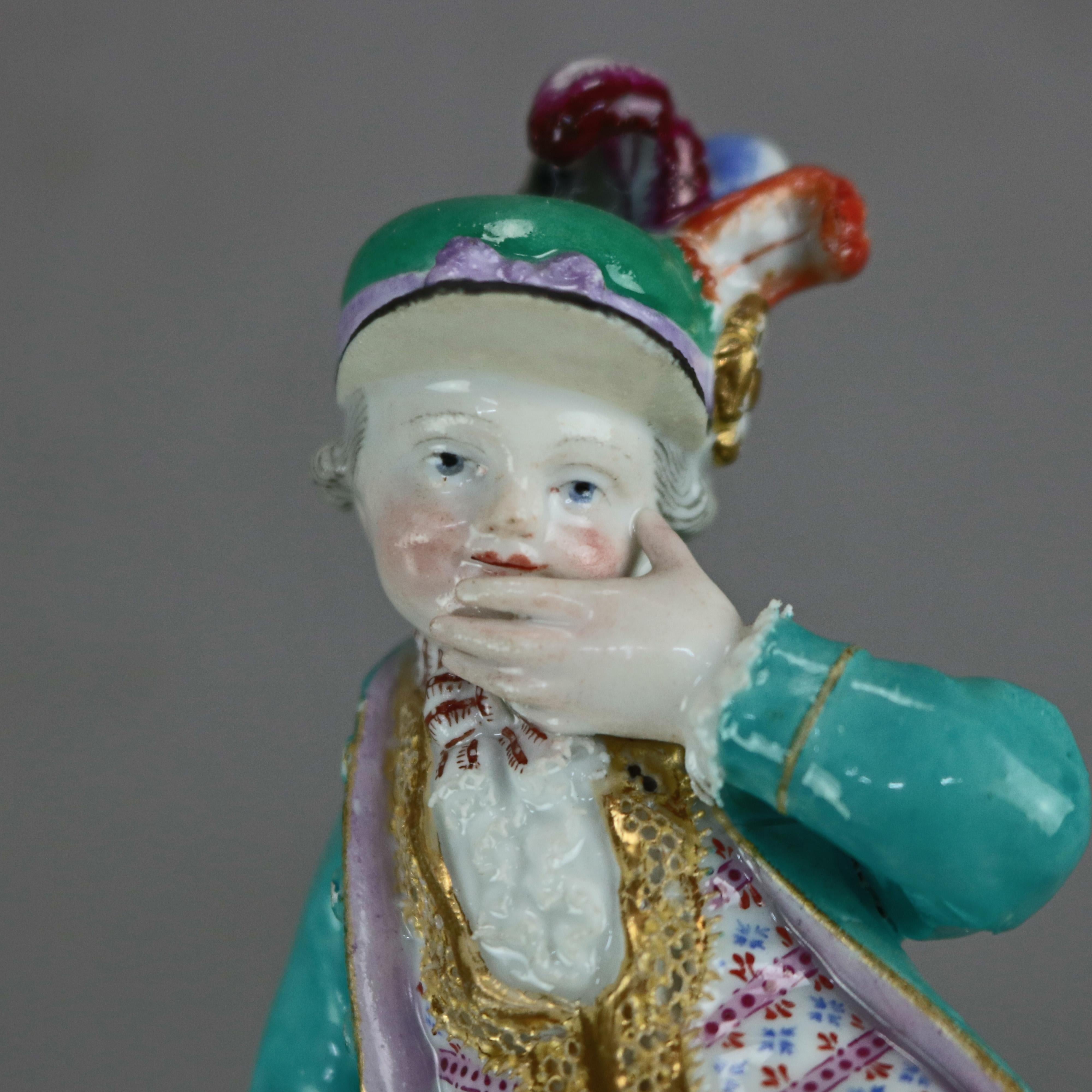 Antique German Meissen Hand Painted & Gilt Porcelain Figure of a Boy, Circa 1890 6