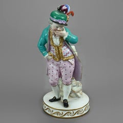 Antique German Meissen Hand Painted & Gilt Porcelain Figure of a Boy, Circa 1890