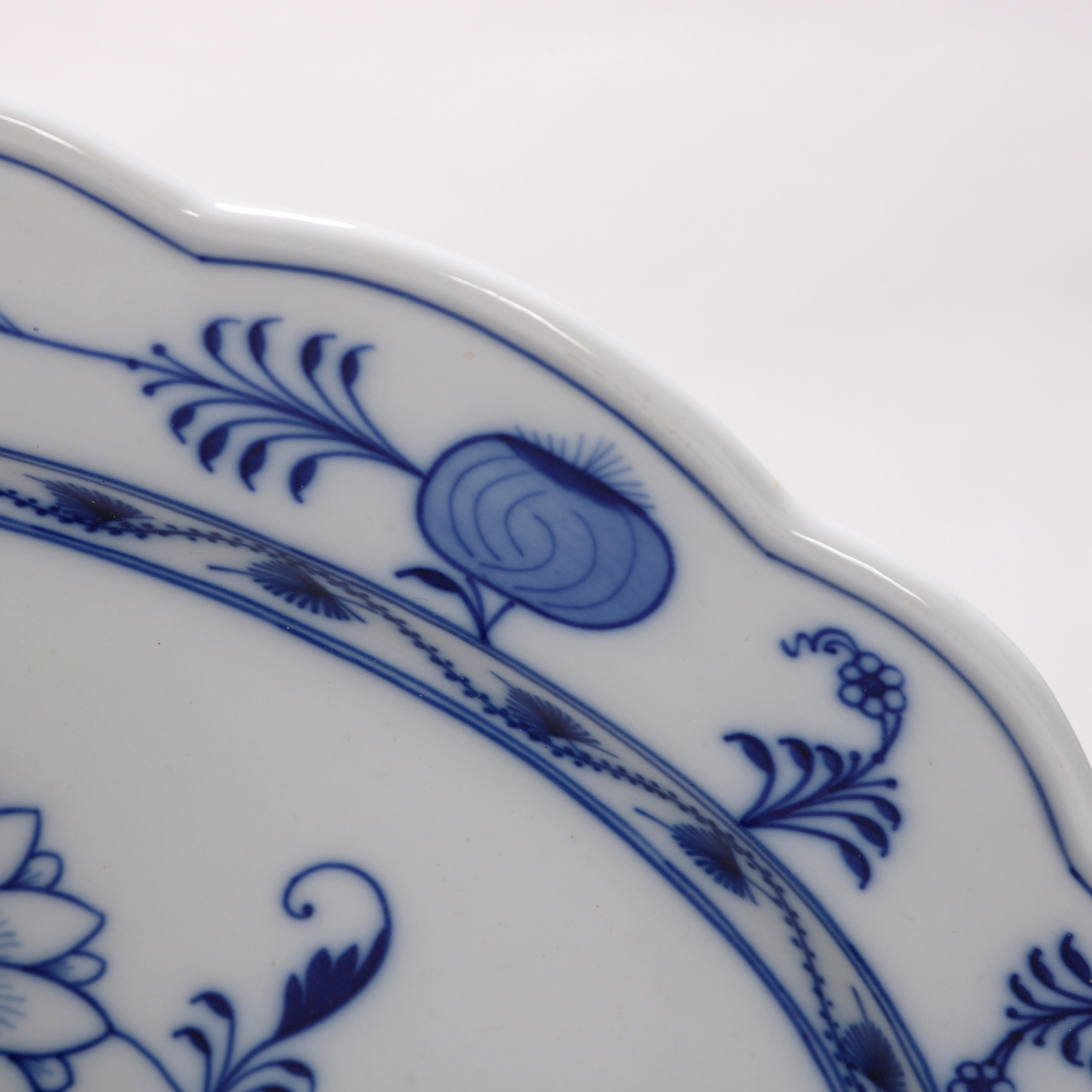 Fired Antique German Meissen Porcelain Blue Onion Platter, circa 1900