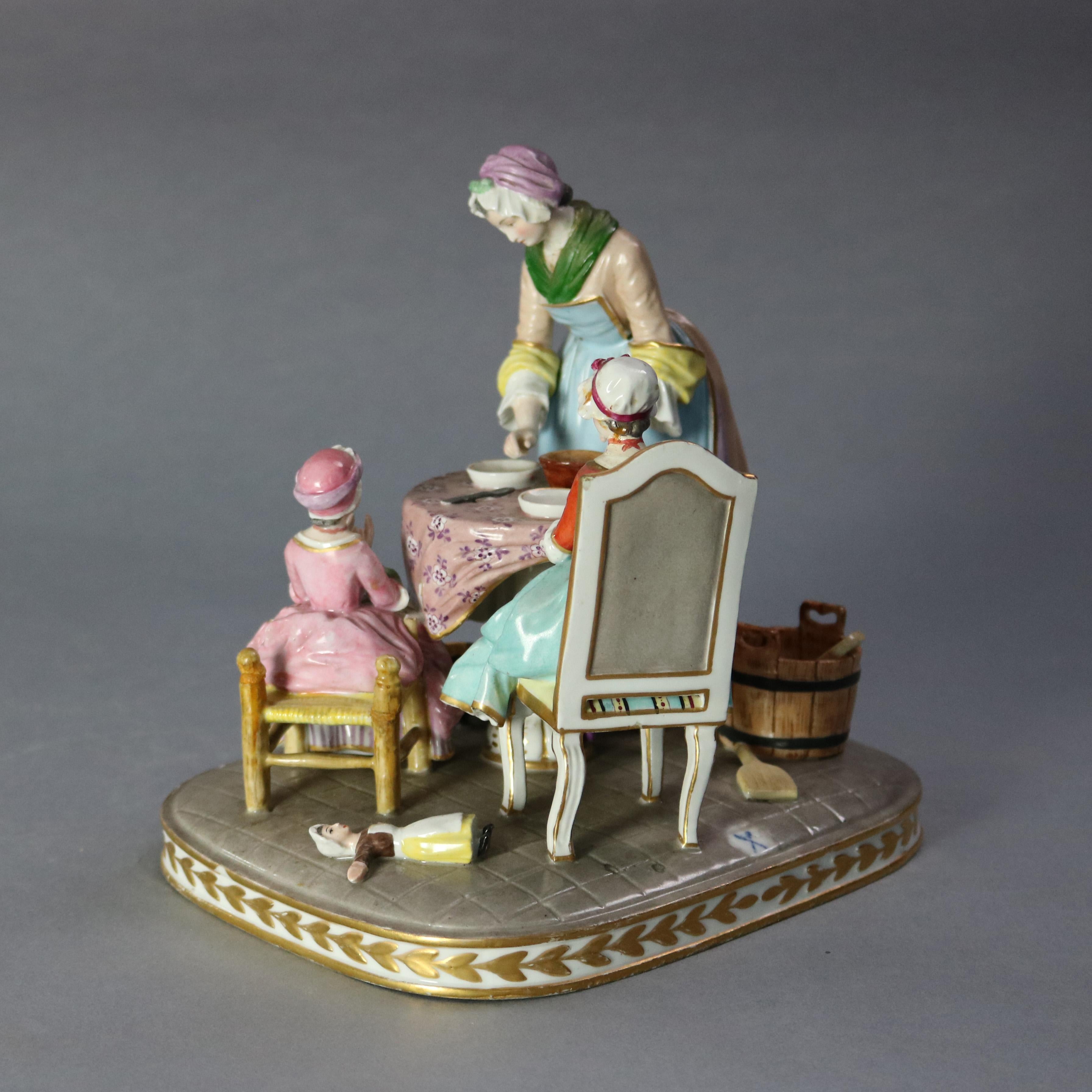Antique German Meissen Porcelain Figural Grouping, Le Benedictine, 19th Century 4