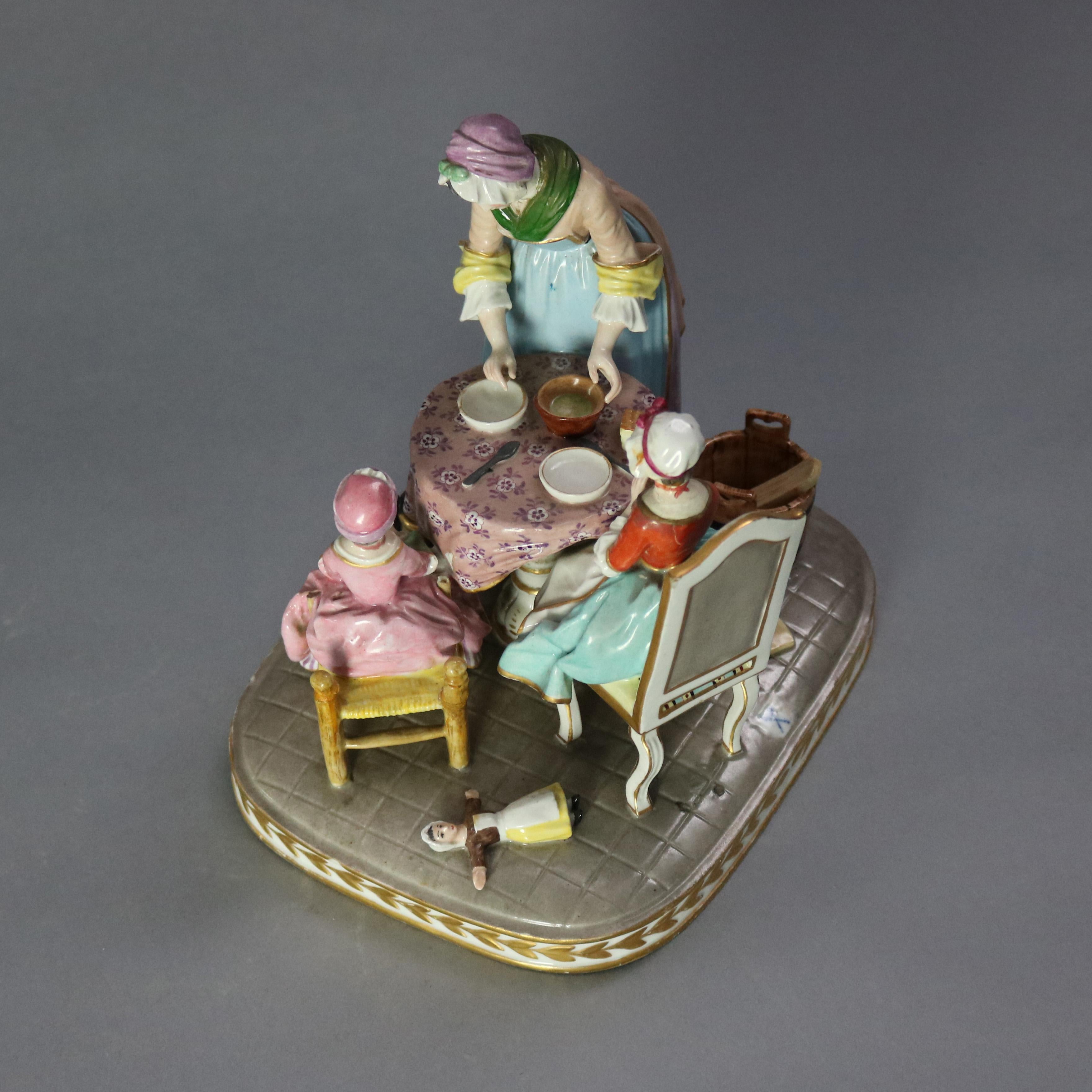 Antique German Meissen Porcelain Figural Grouping, Le Benedictine, 19th Century 5
