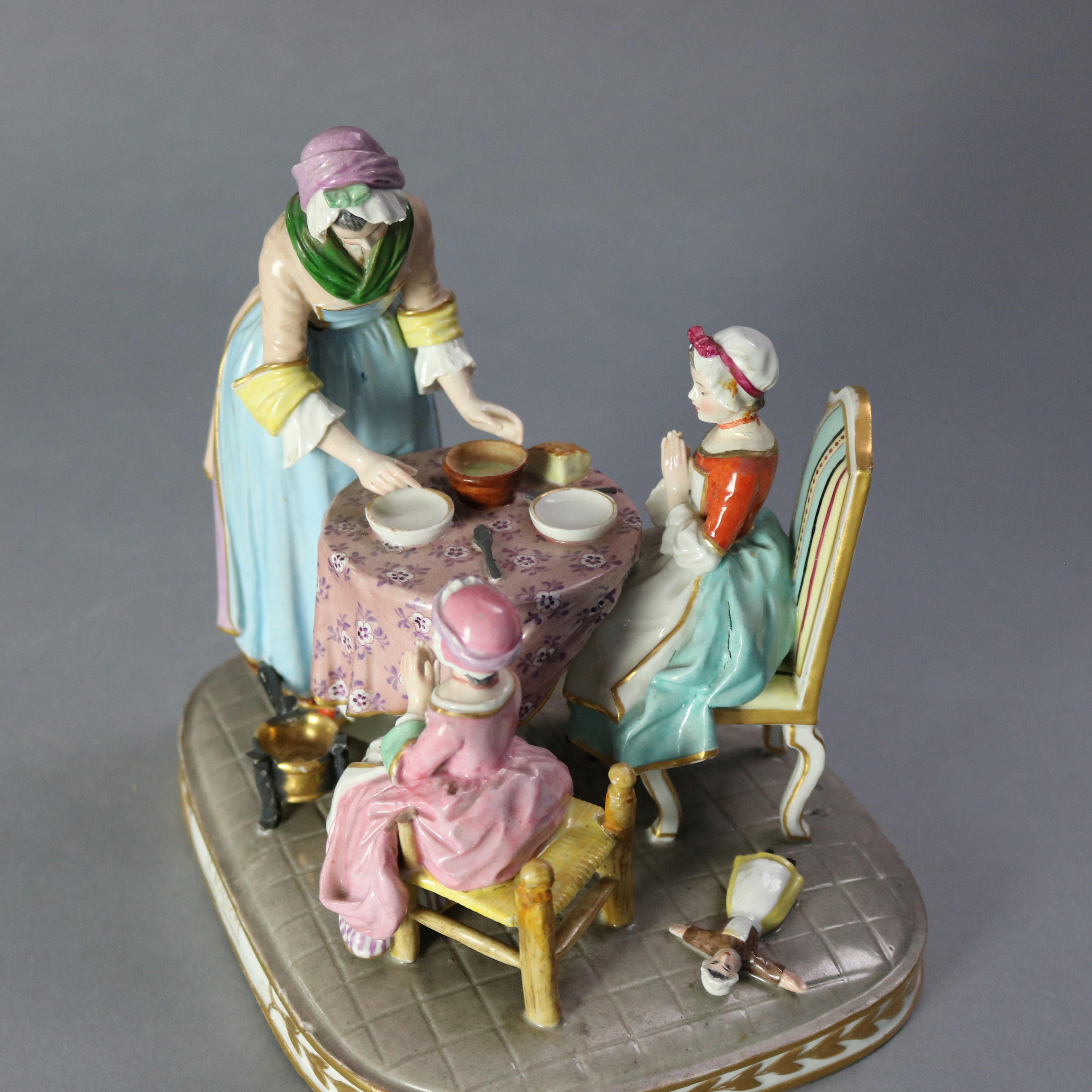 Antique German Meissen Porcelain Figural Grouping, Le Benedictine, 19th Century 6