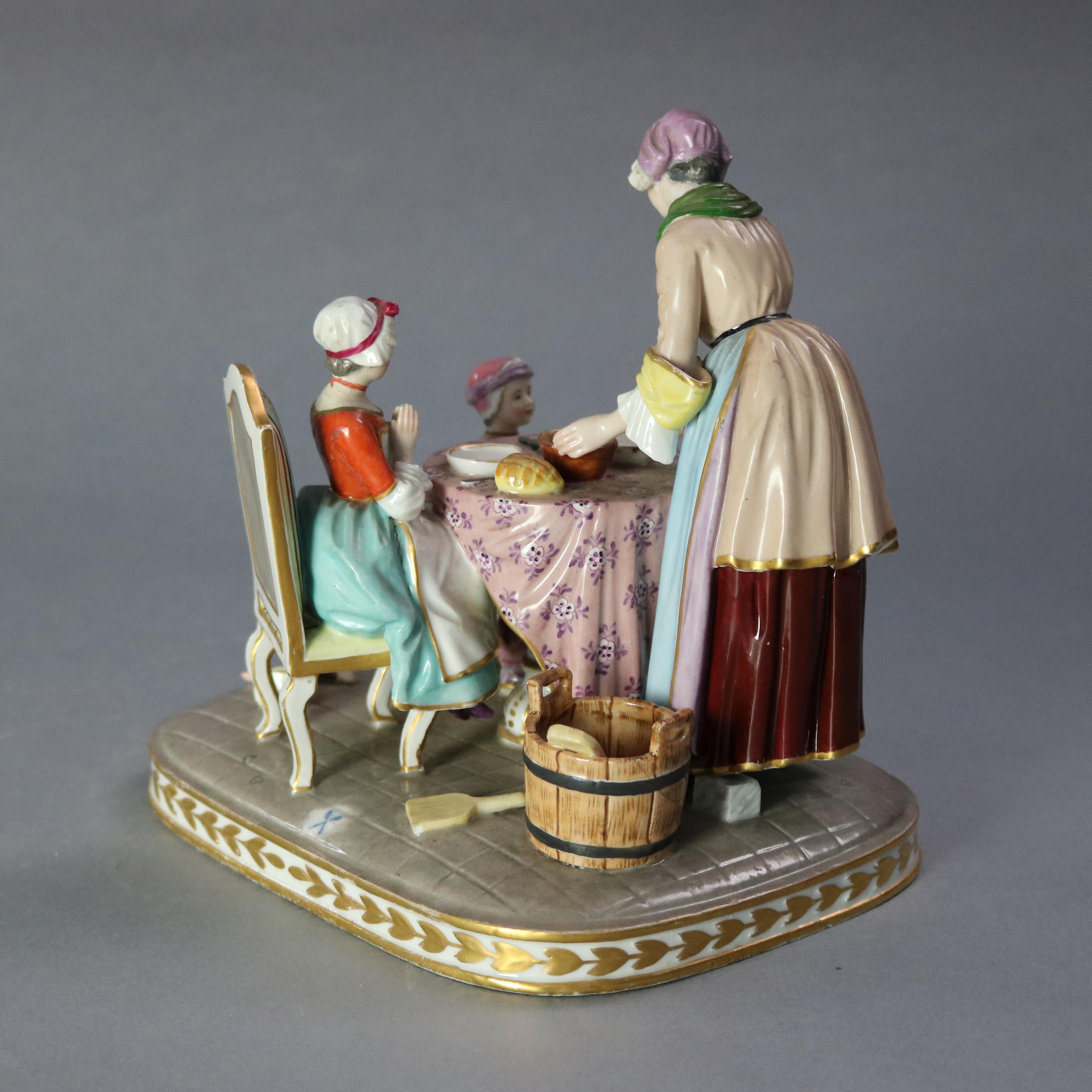 Antique German Meissen Porcelain Figural Grouping, Le Benedictine, 19th Century 2
