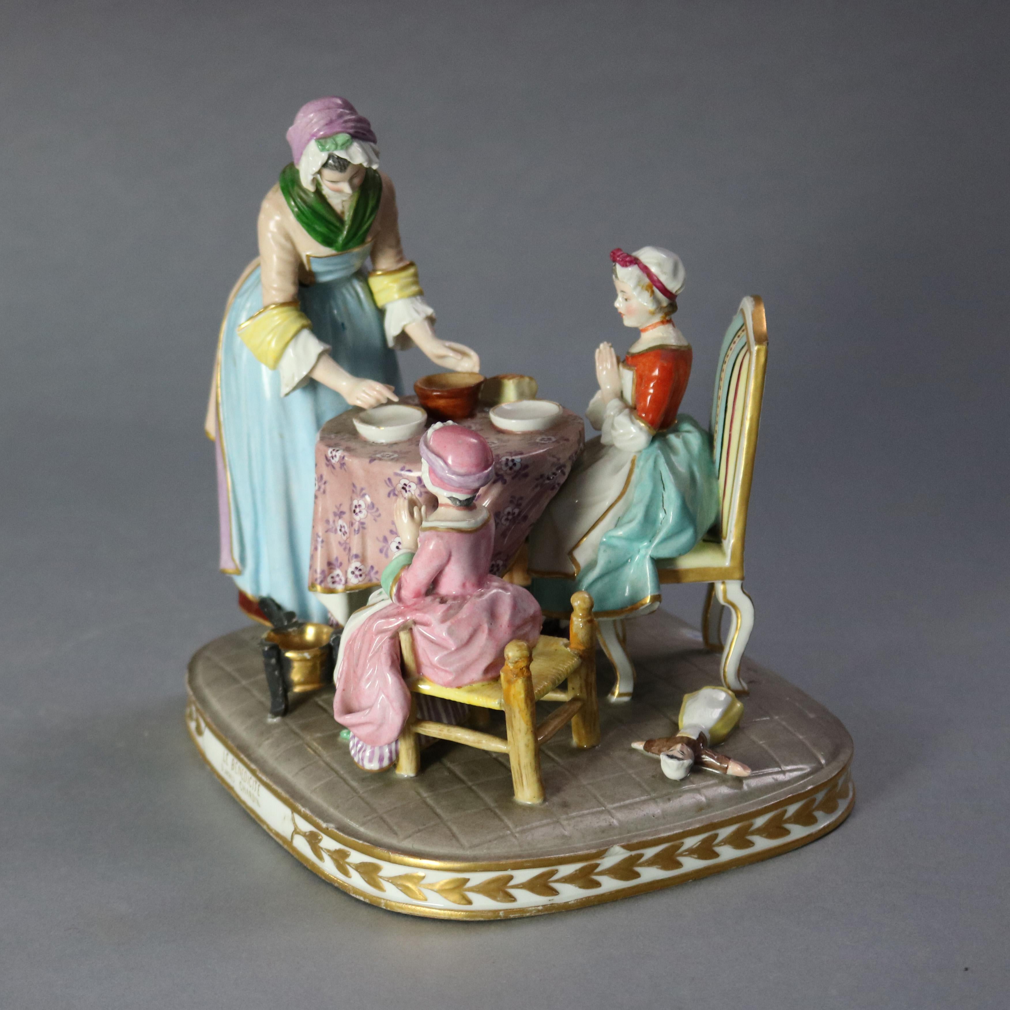 Antique German Meissen Porcelain Figural Grouping, Le Benedictine, 19th Century 3