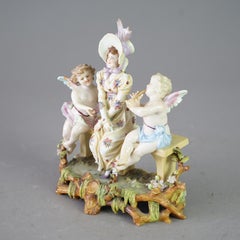 Antique German Meissen School Porcelain Cherub Grouping Early 20thC