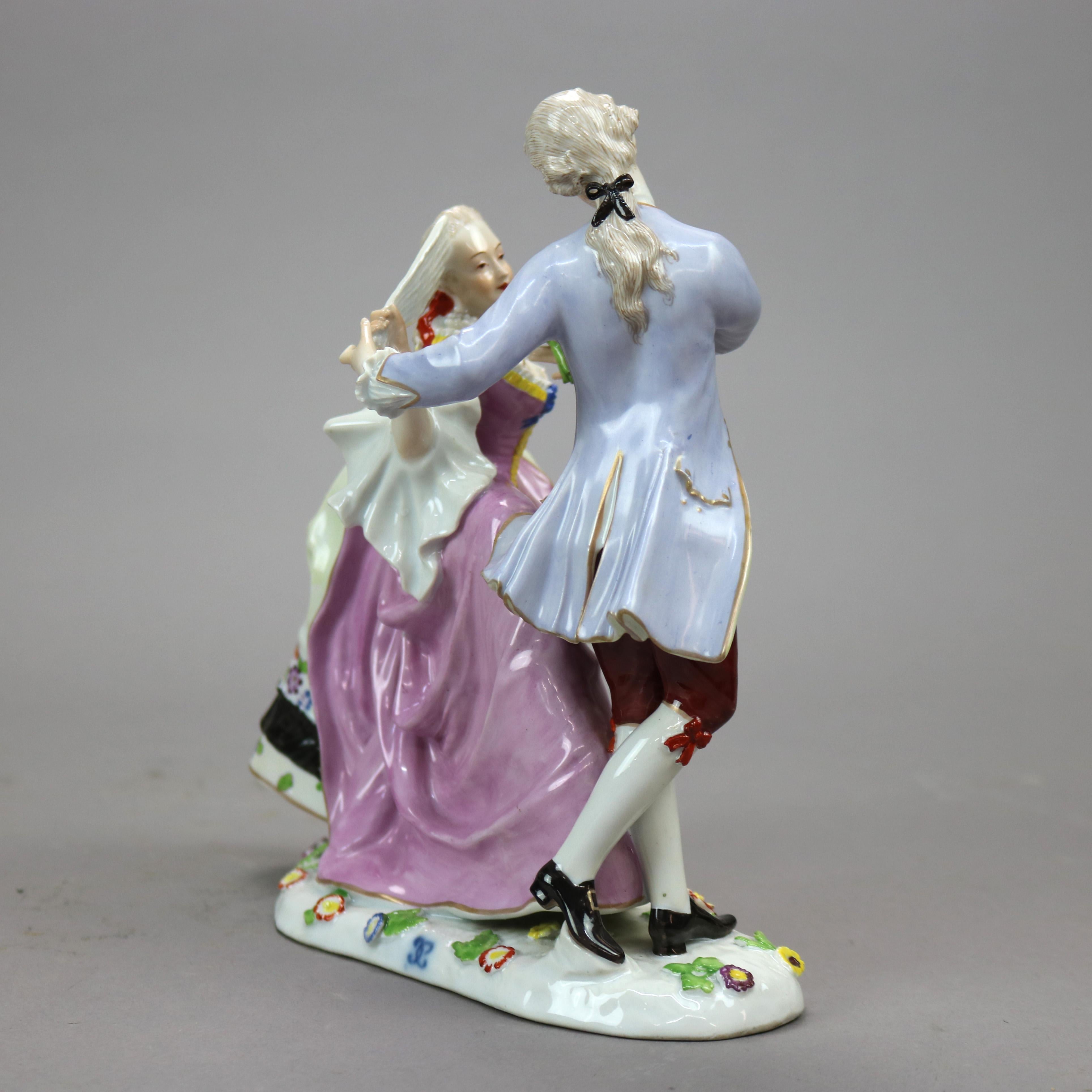 20th Century Antique German Meissen School Porcelain Figural Group, Courting Scene, 20th C