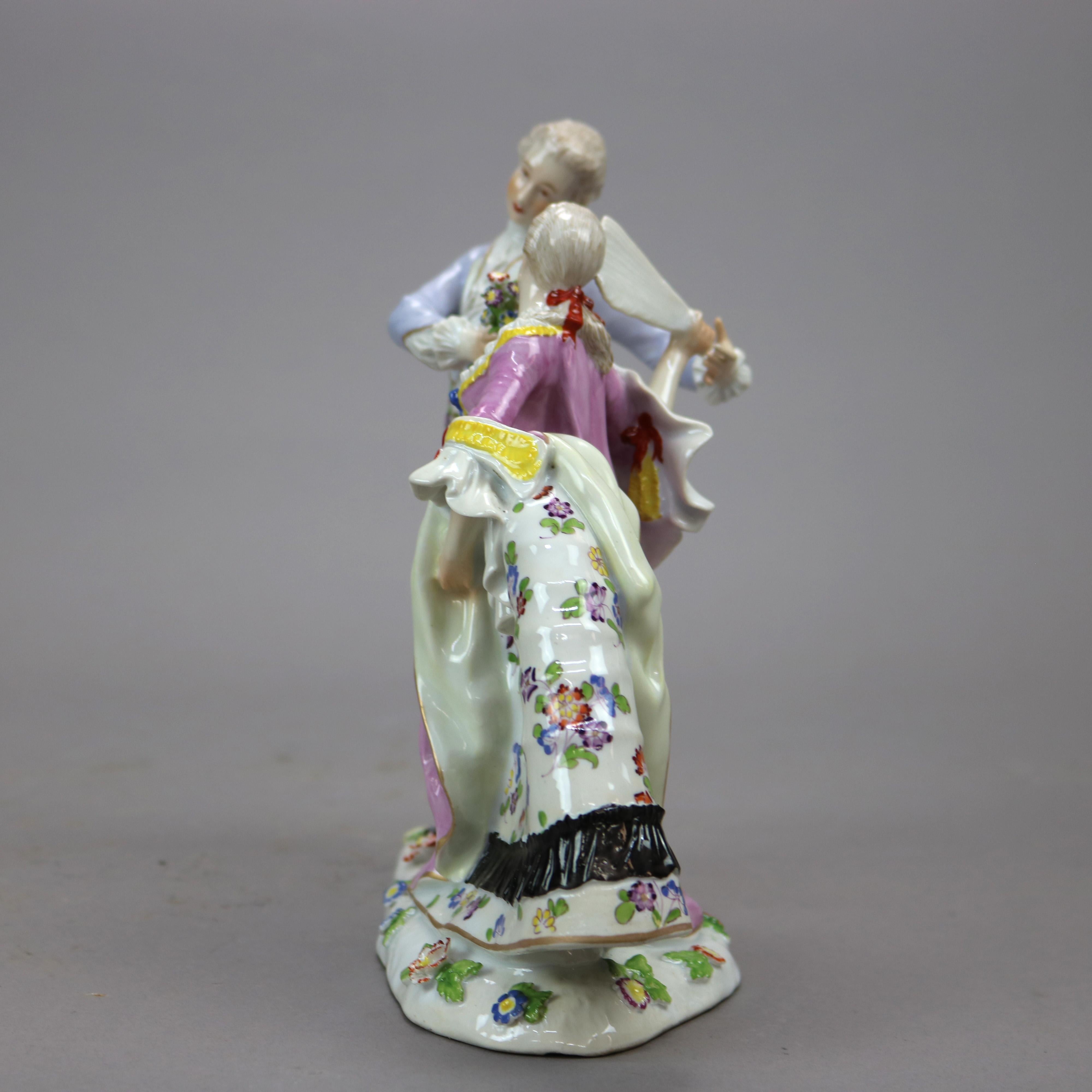 Antique German Meissen School Porcelain Figural Group, Courting Scene, 20th C 2