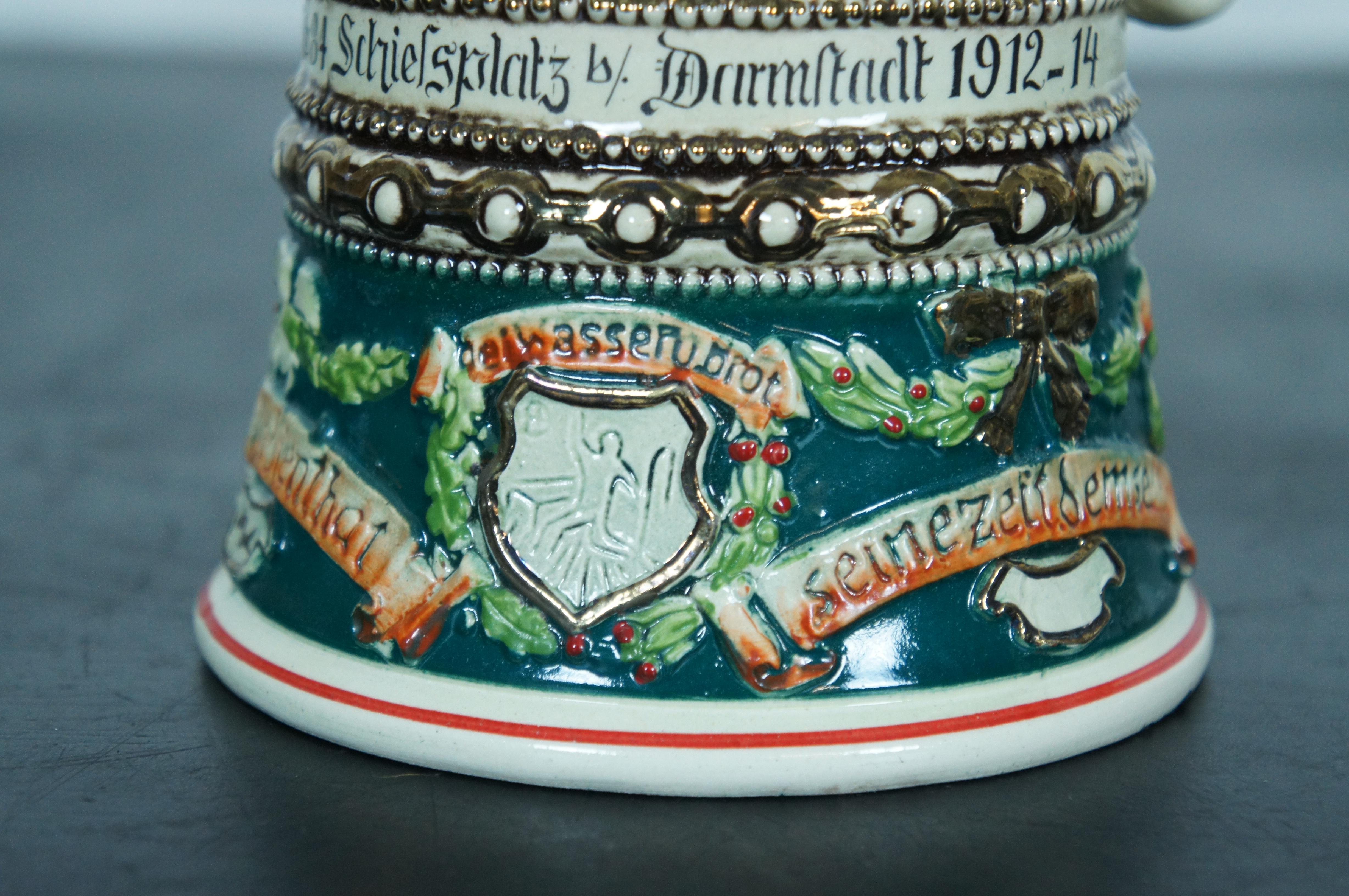 Ancienne porcelaine allemande de l'artillerie de réserve de la Première Guerre mondiale Beer Stein 1912-1914 6