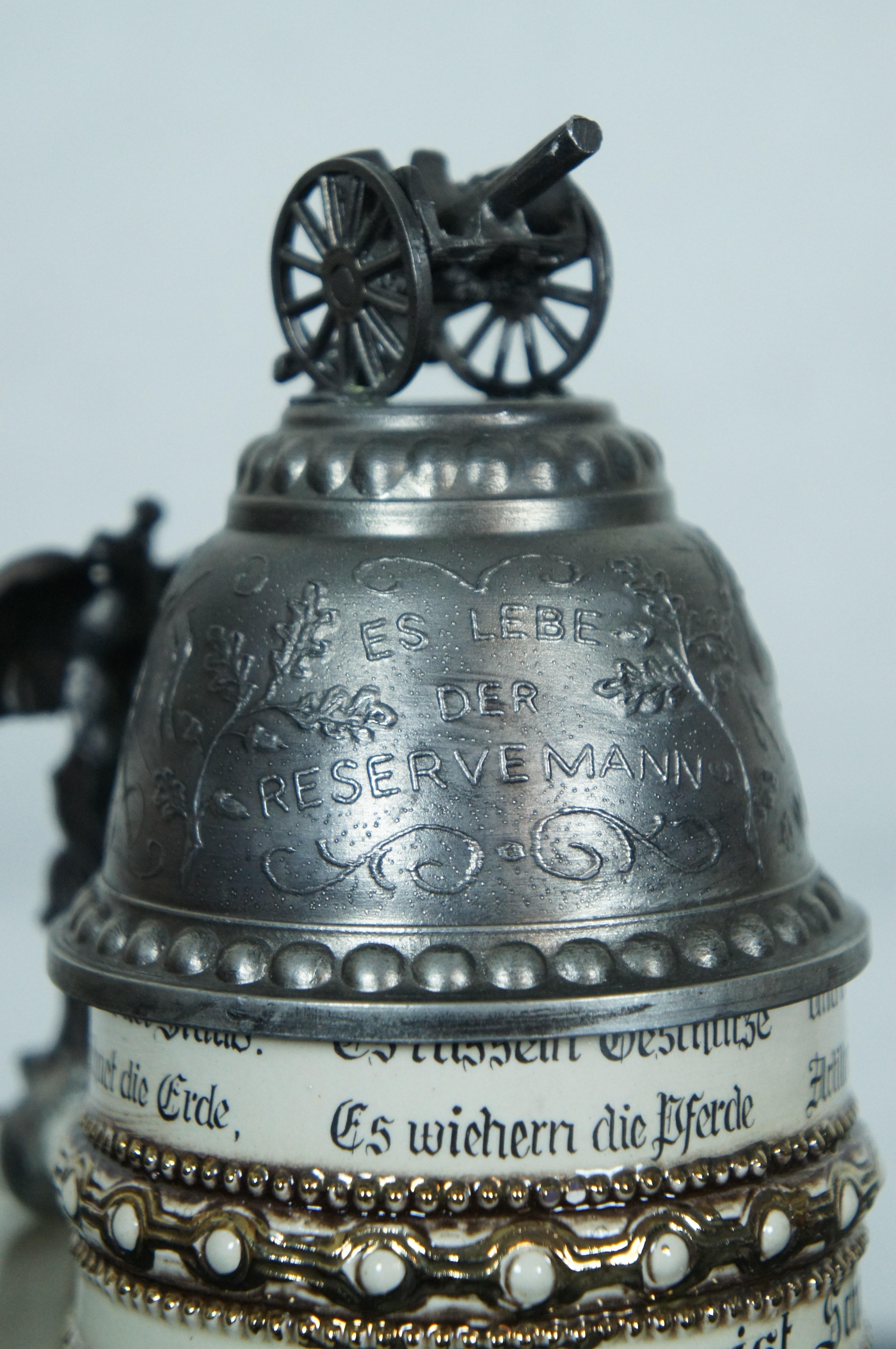 Ancienne porcelaine allemande de l'artillerie de réserve de la Première Guerre mondiale Beer Stein 1912-1914 4
