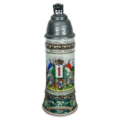 Ancienne porcelaine allemande de l'artillerie de réserve de la Première Guerre mondiale Beer Stein 1912-1914