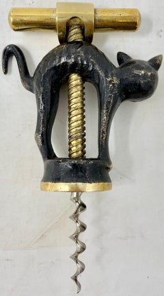 Antique German "Monopol Usbeck Co" Figural Black Cat Corkscrew, circa 1900-1930