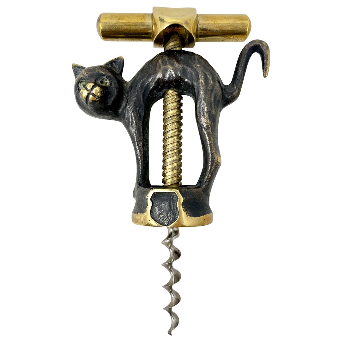 Antique German "Monopol Usbeck Co" Figural Black Cat Corkscrew, circa 1900-1930