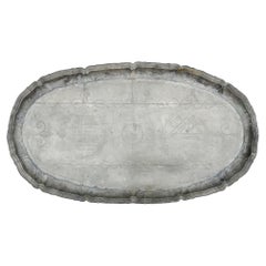 Antique German Naive Engraved Pewter Tray