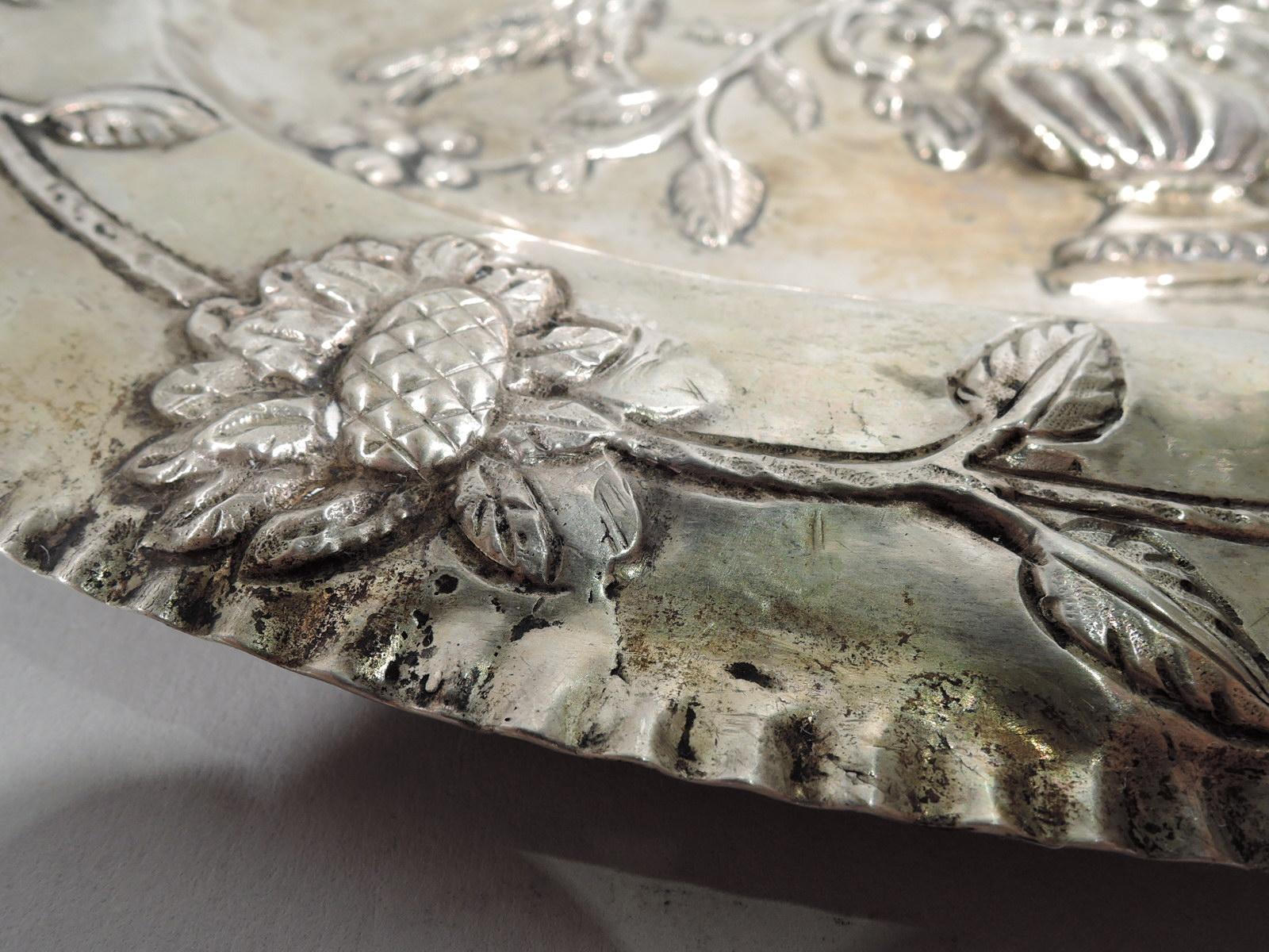 18th Century and Earlier Antique German Naïve Neoclassical Silver Tray For Sale