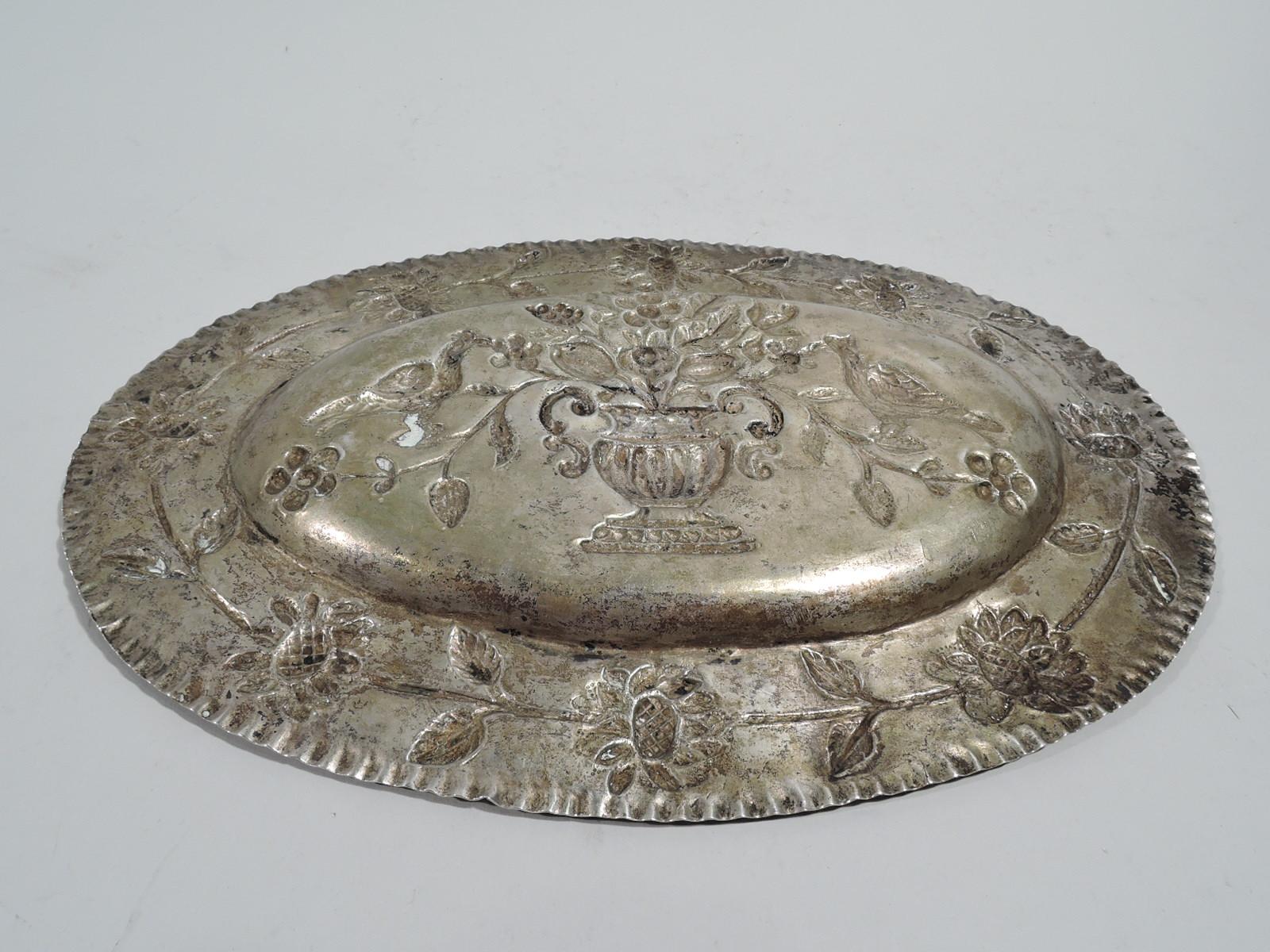 Antique German Naïve Neoclassical Silver Tray For Sale 3