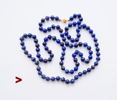 Antique German Necklace natural Lapis Lazuli solid 14K 585 Gold / 97cm/ 80 gr