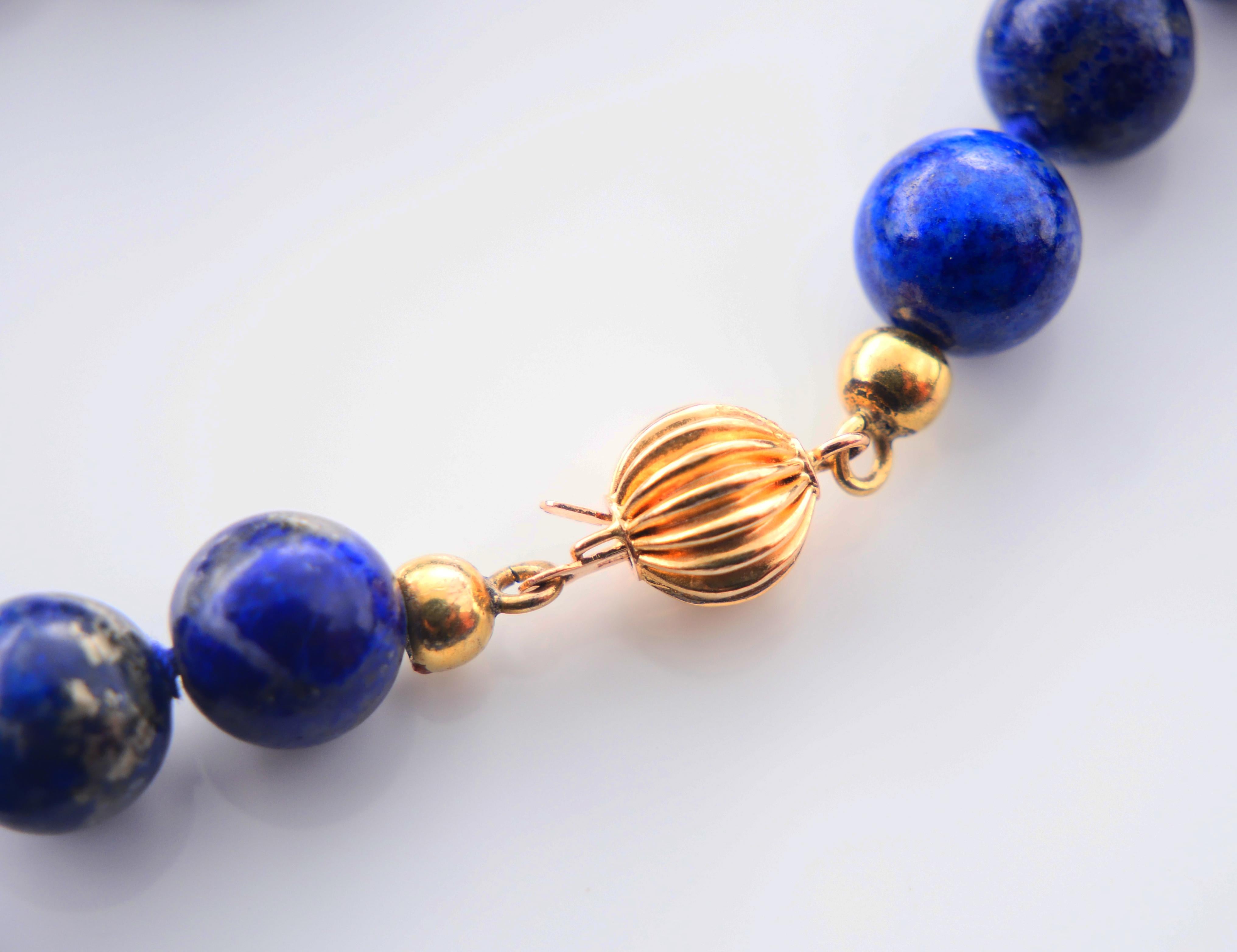 Antike deutsche Halskette, natürlicher Lapislazuli, massiver 14K 585 Gold / 97cm/ 80 gr Damen im Angebot