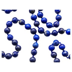 Collier allemand antique Lapis Lazuli naturel massif 14K 585 Or / 97cm/ 80 gr