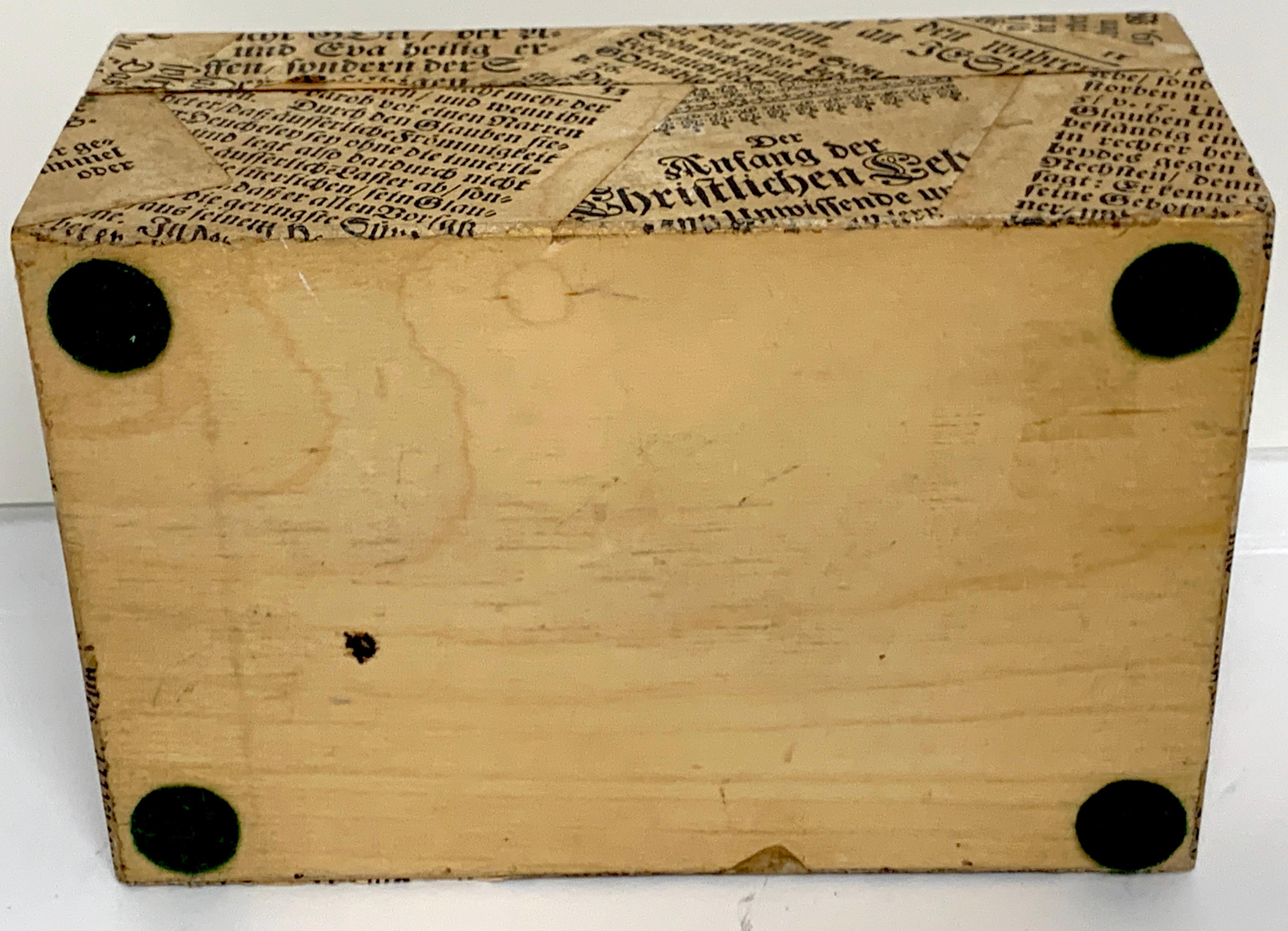 Antique German Newspaper Decoupage Table Box For Sale 2