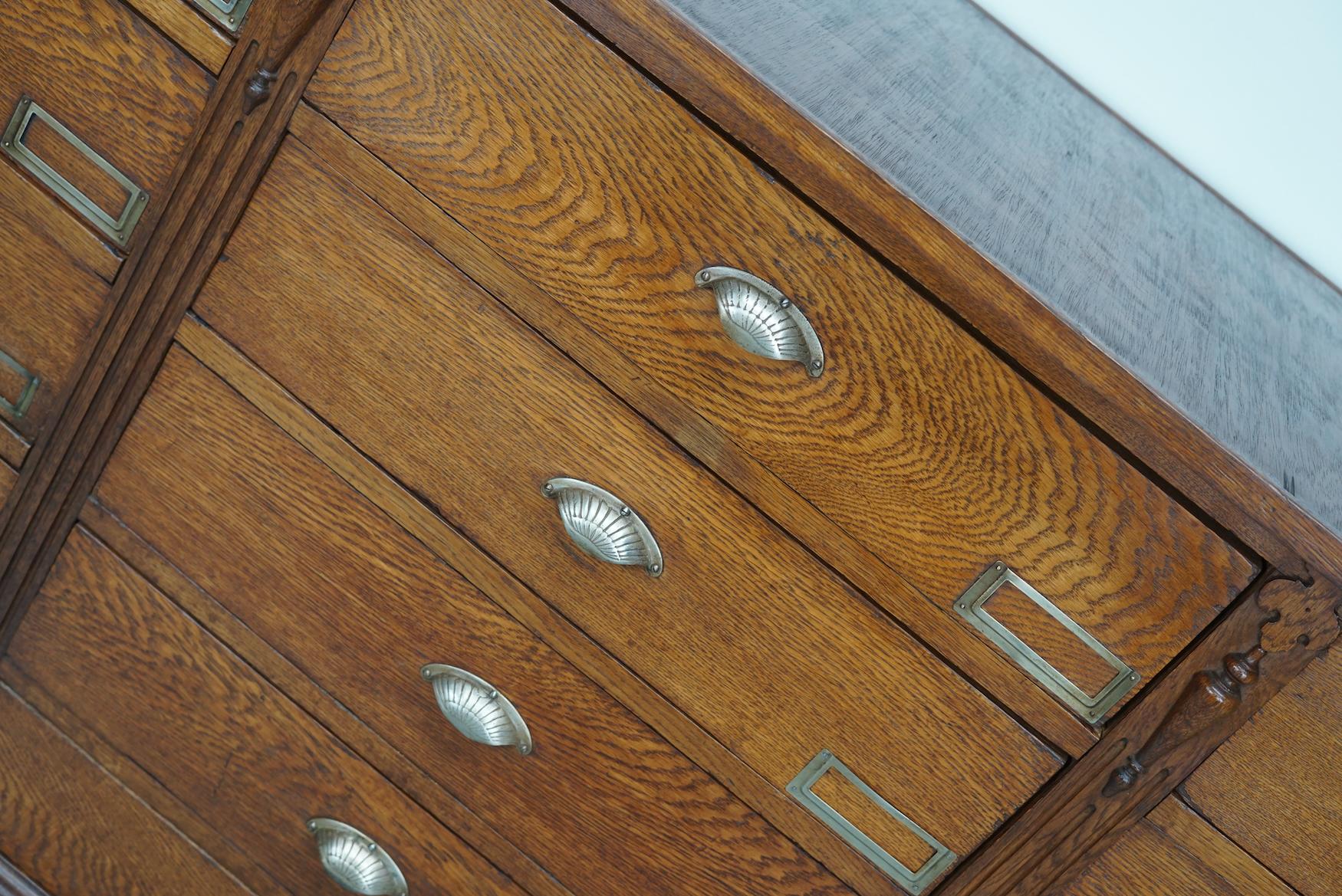 Antique German Oak Apothecary / Filing Cabinet, circa 1900 11