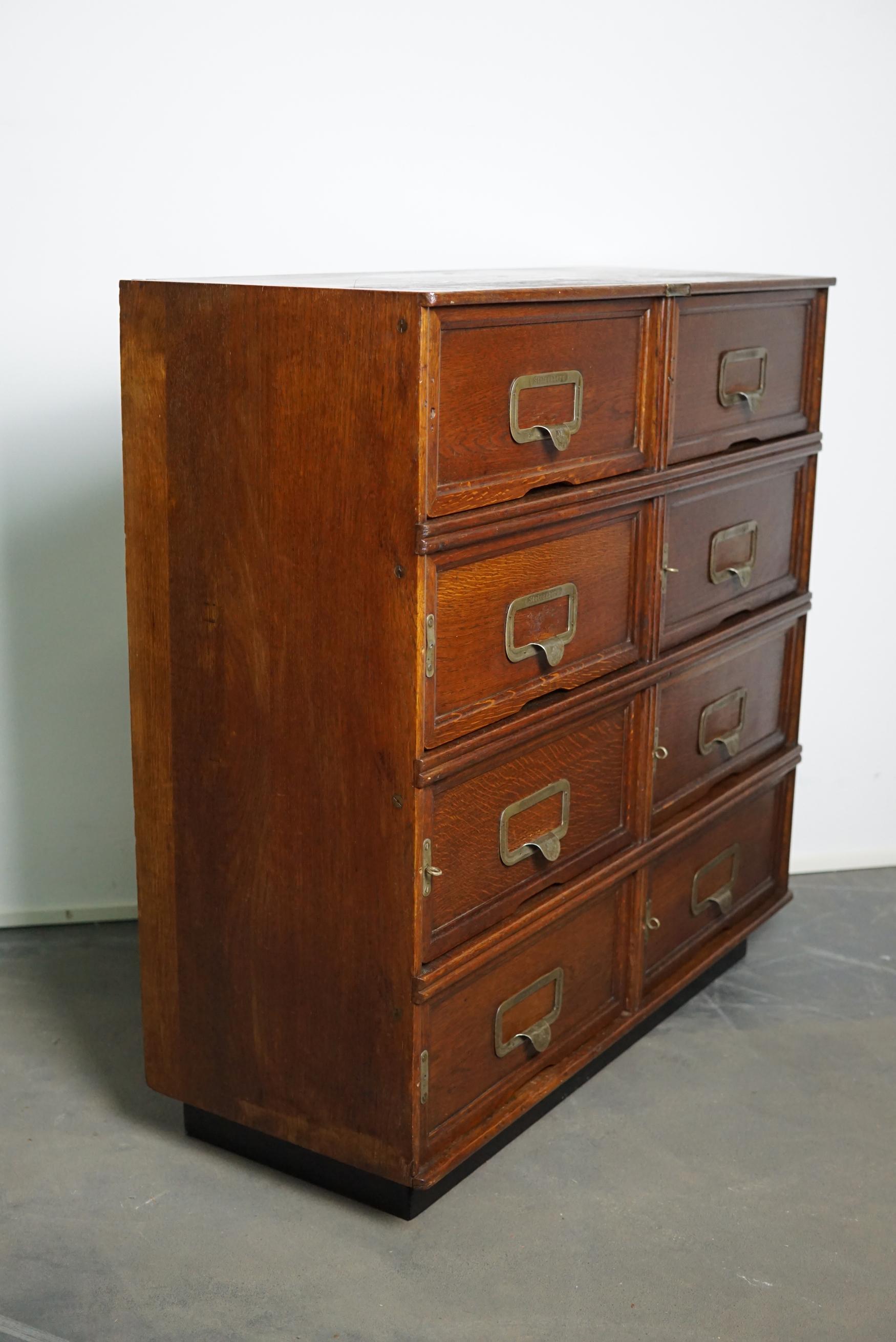 Antique German Oak Filing Cabinet with Drop Down Doors by Stolzenberg, 1930s 2