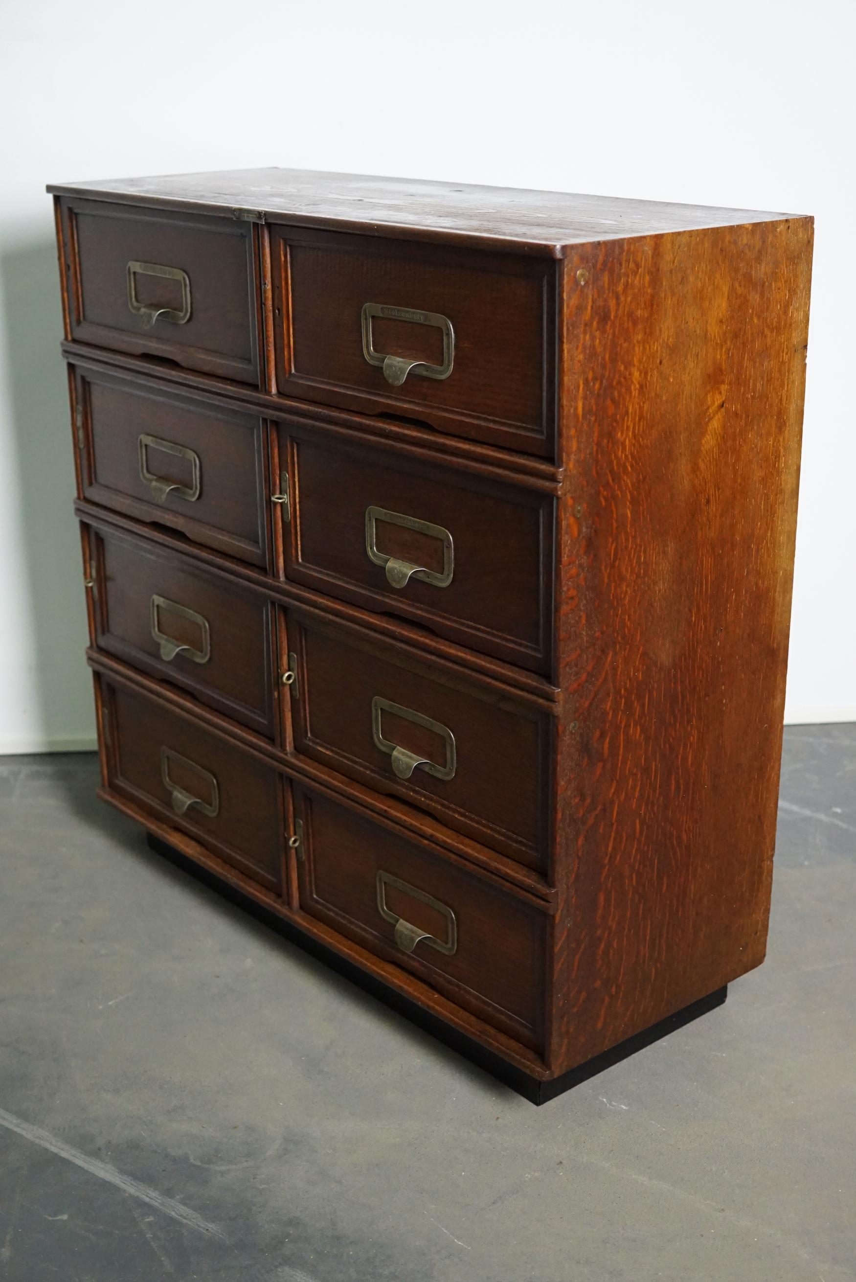 Antique German Oak Filing Cabinet with Drop Down Doors by Stolzenberg, 1930s 3