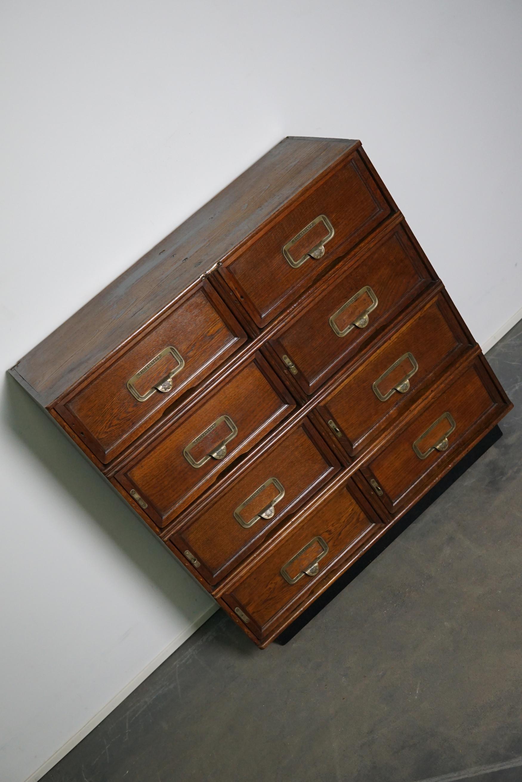 Antique German Oak Filing Cabinet with Drop Down Doors by Stolzenberg, 1930s 1