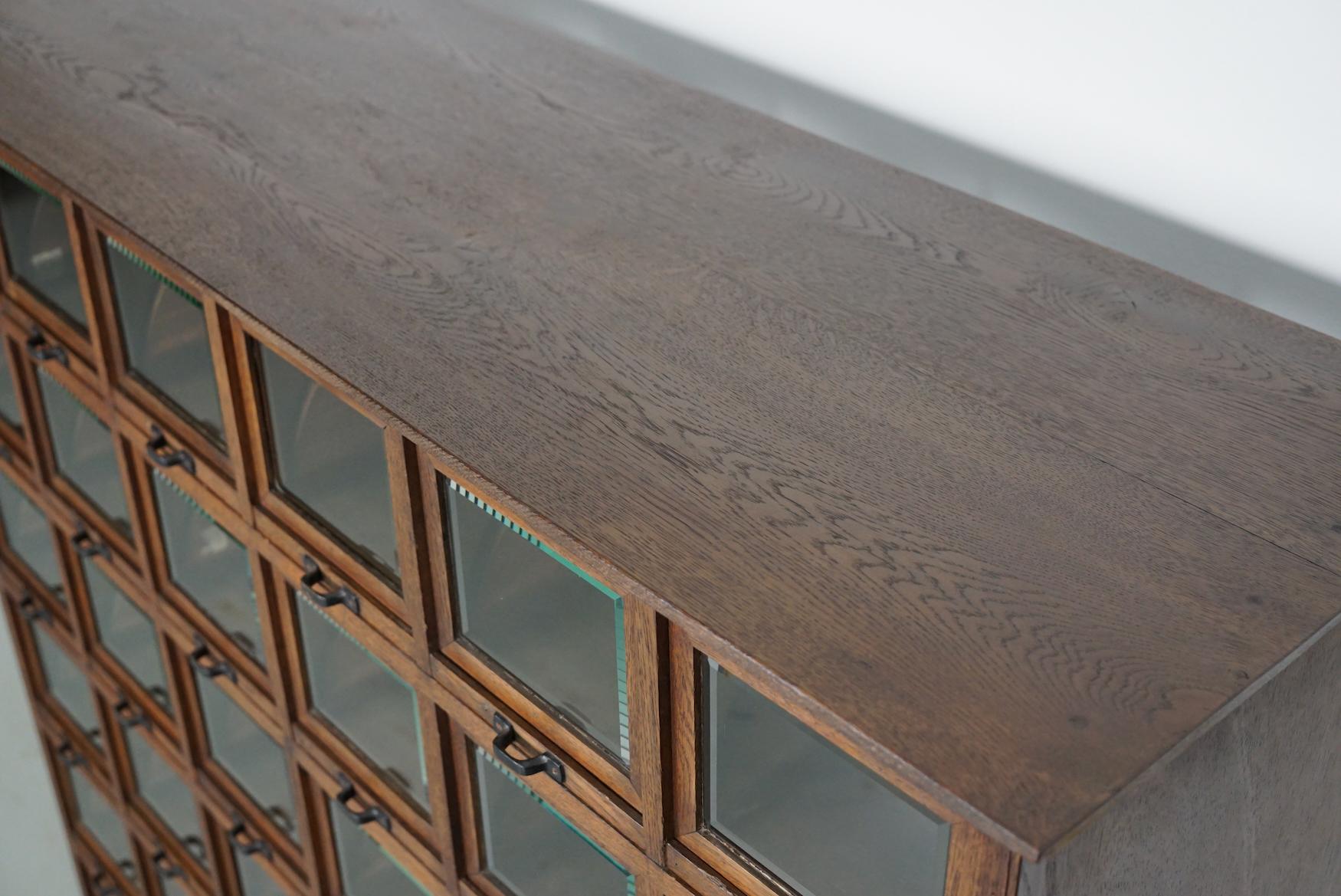 Industrial Antique German Oak Haberdashery Shop Cabinet, 1920/30s For Sale