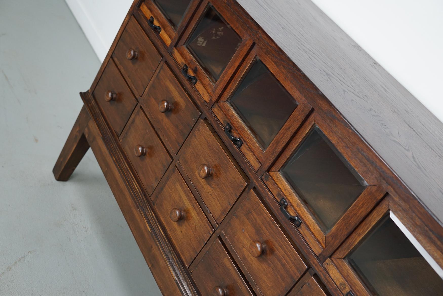 Early 20th Century Antique German Oak Haberdashery Shop Cabinet, 1920/30s For Sale