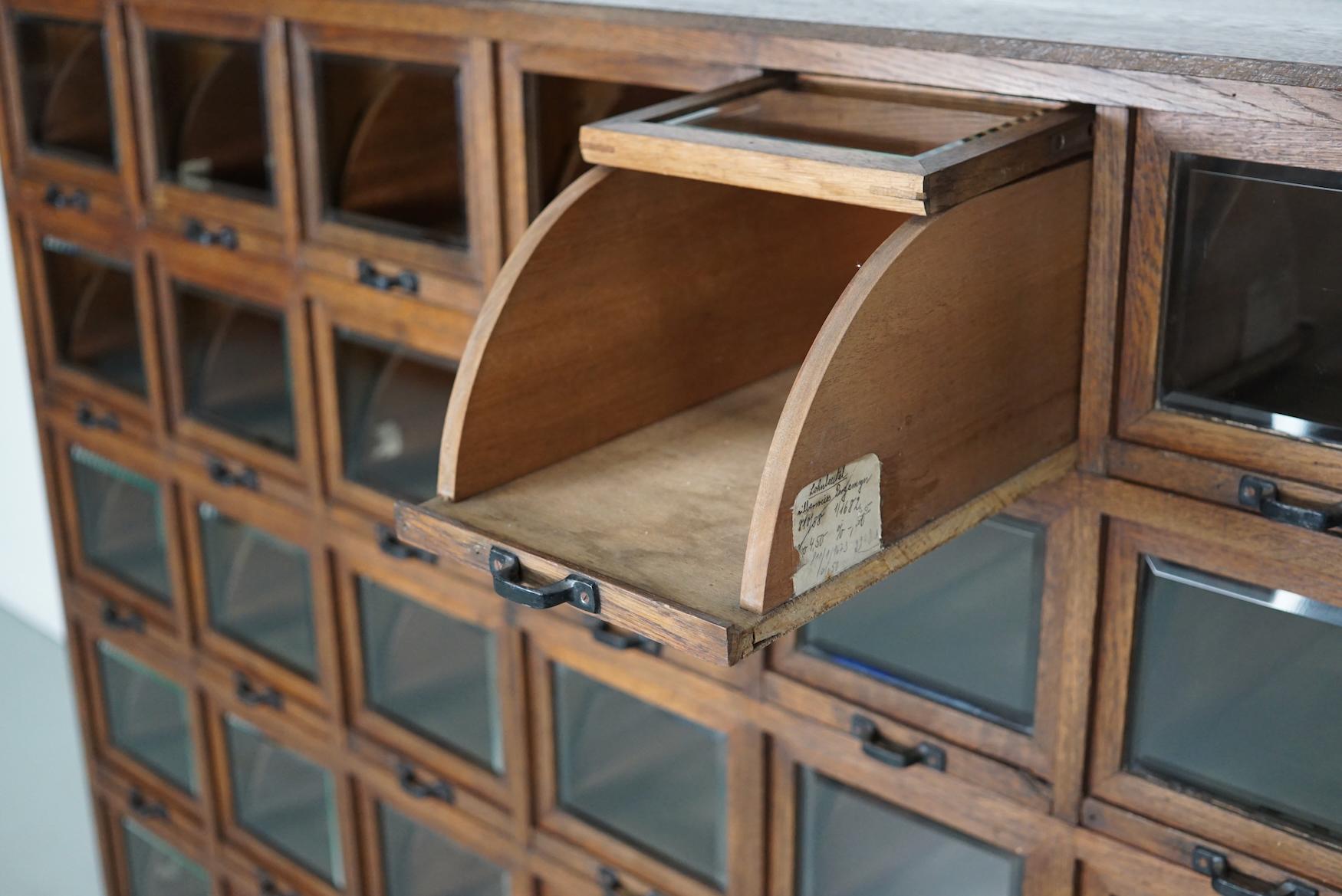 Mid-20th Century Antique German Oak Haberdashery Shop Cabinet, 1920/30s For Sale