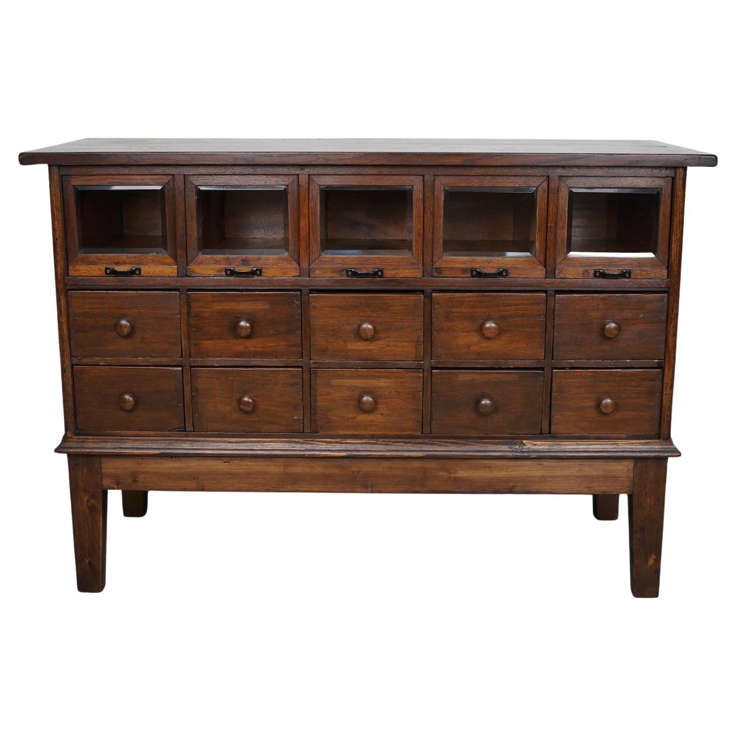 Antique German Oak Haberdashery Shop Cabinet, 1920/30s