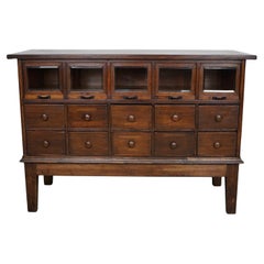 Antique German Oak Haberdashery Shop Cabinet, 1920/30s