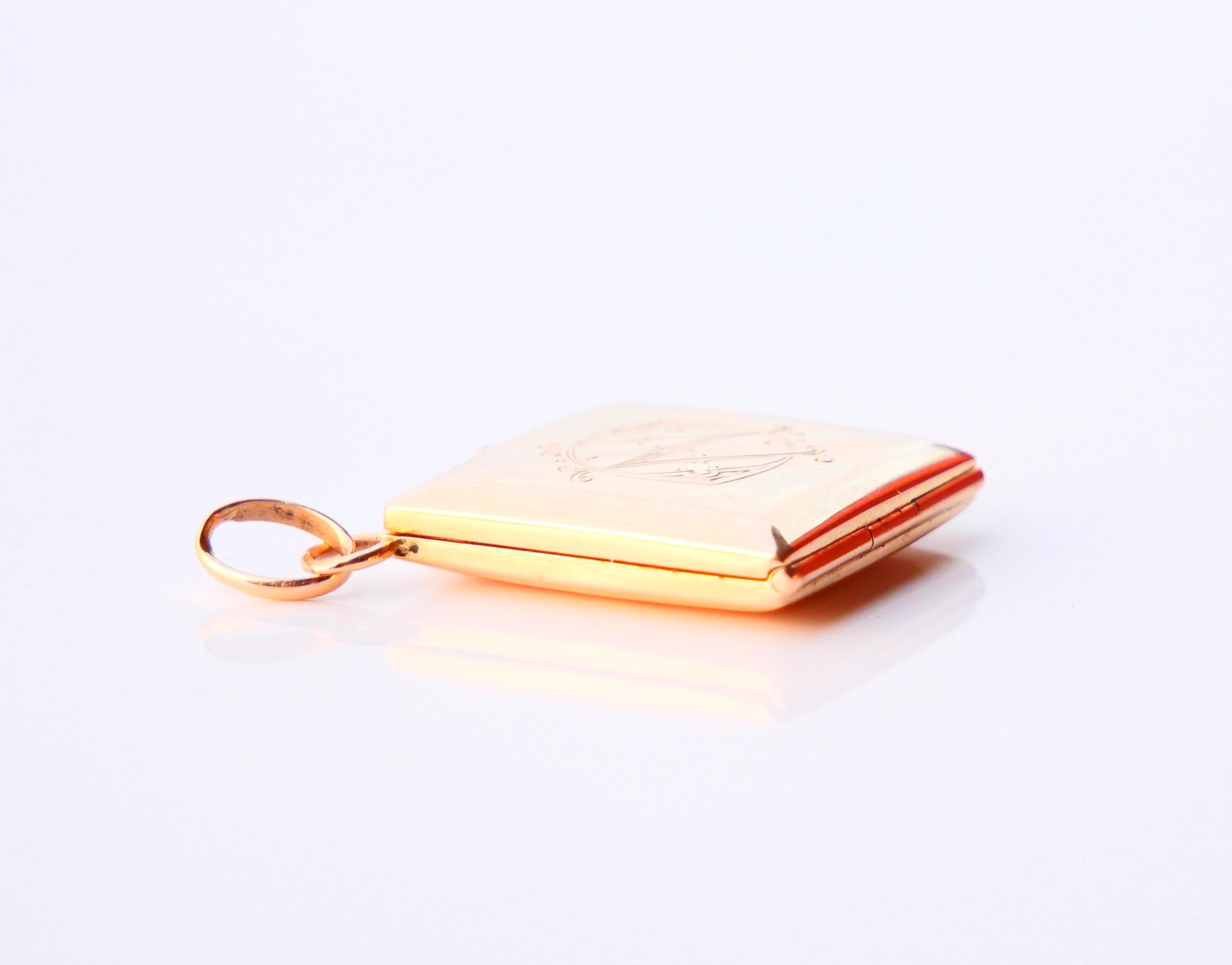 Antique médaillon allemand non porté avec pendentif en or massif 18 carats 5,6 g en vente 7