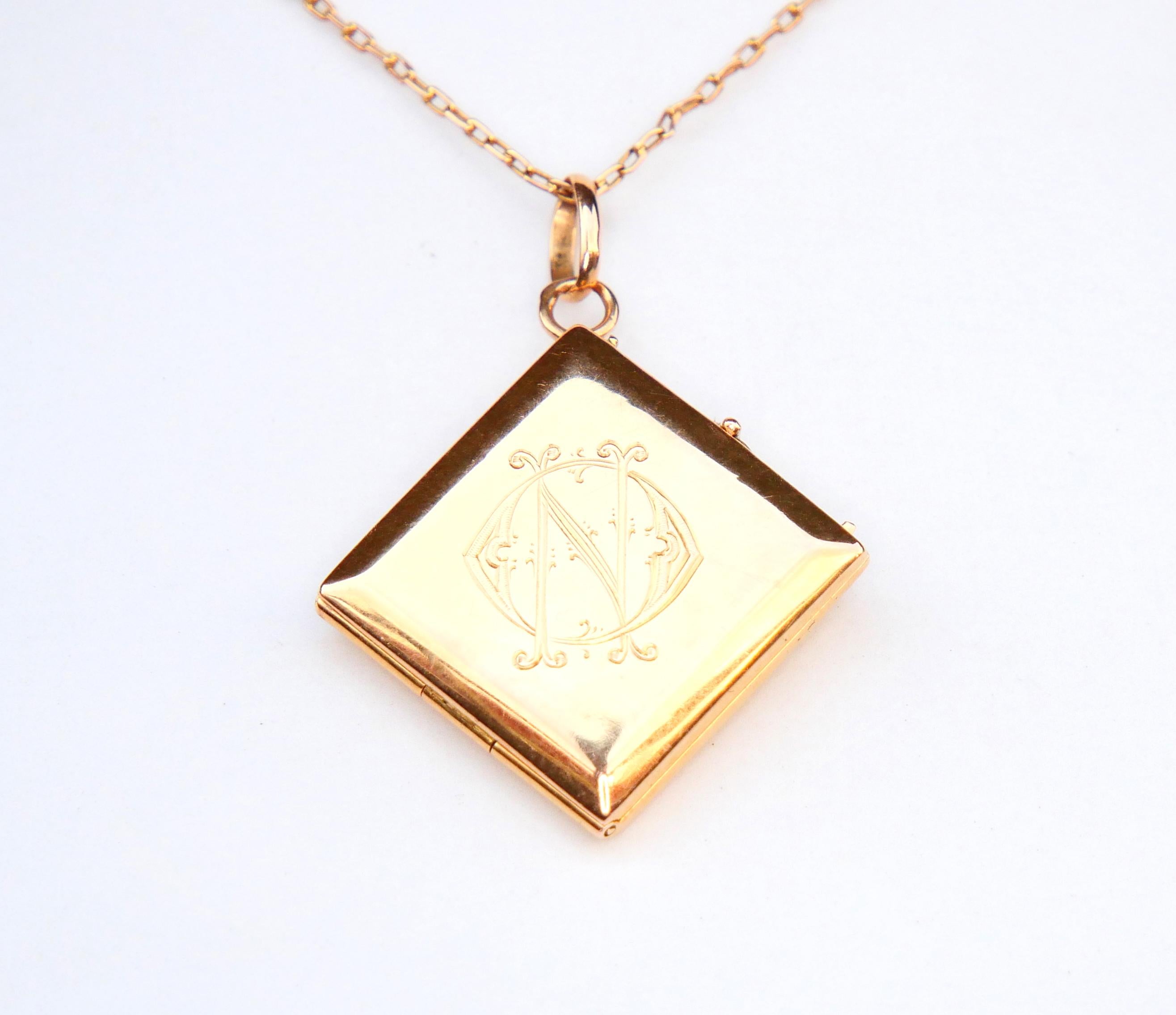 Art déco Antique médaillon allemand non porté avec pendentif en or massif 18 carats 5,6 g en vente